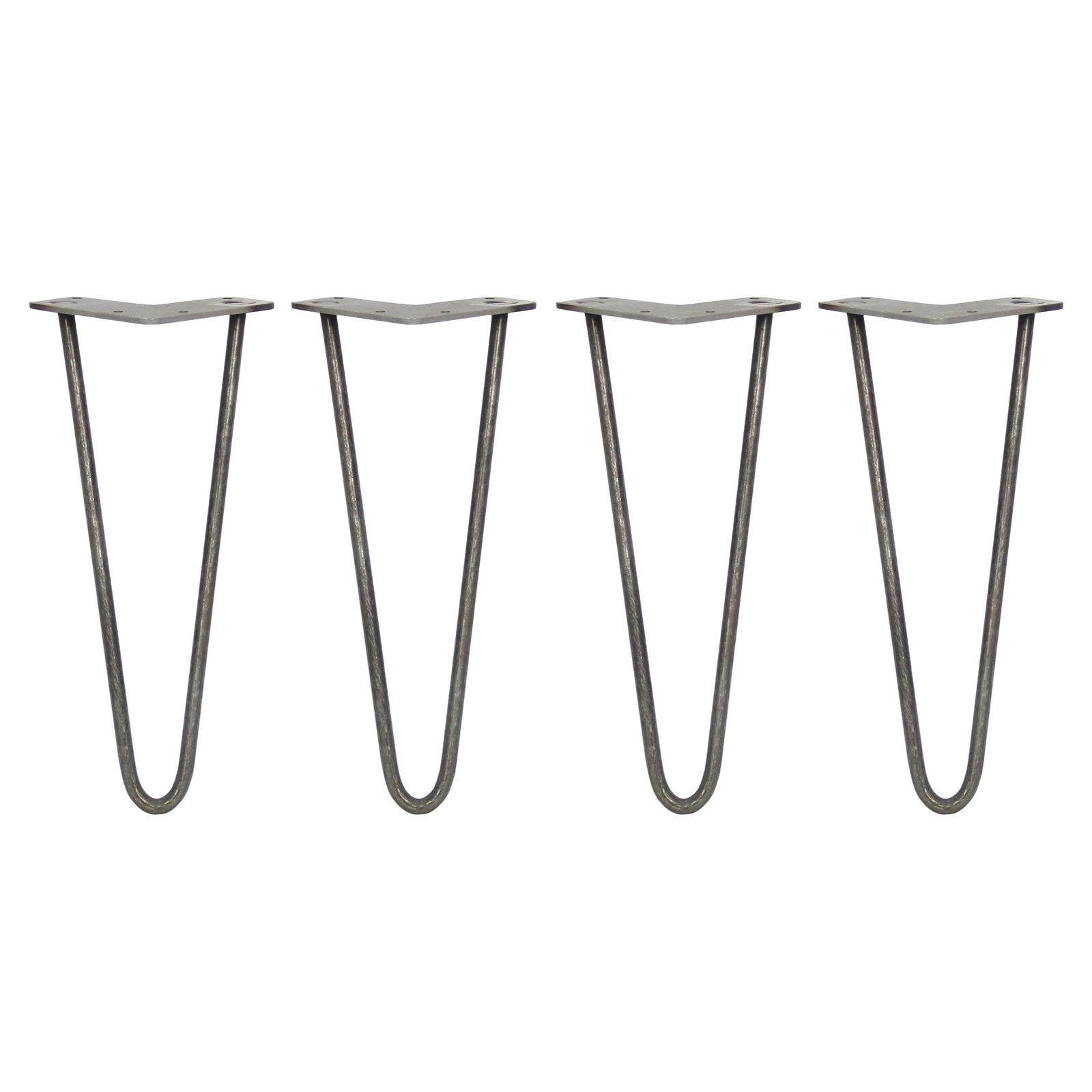 4 x 12" Hairpin Legs - 2 Prong - 10mm - Raw Steel by Monster Shop