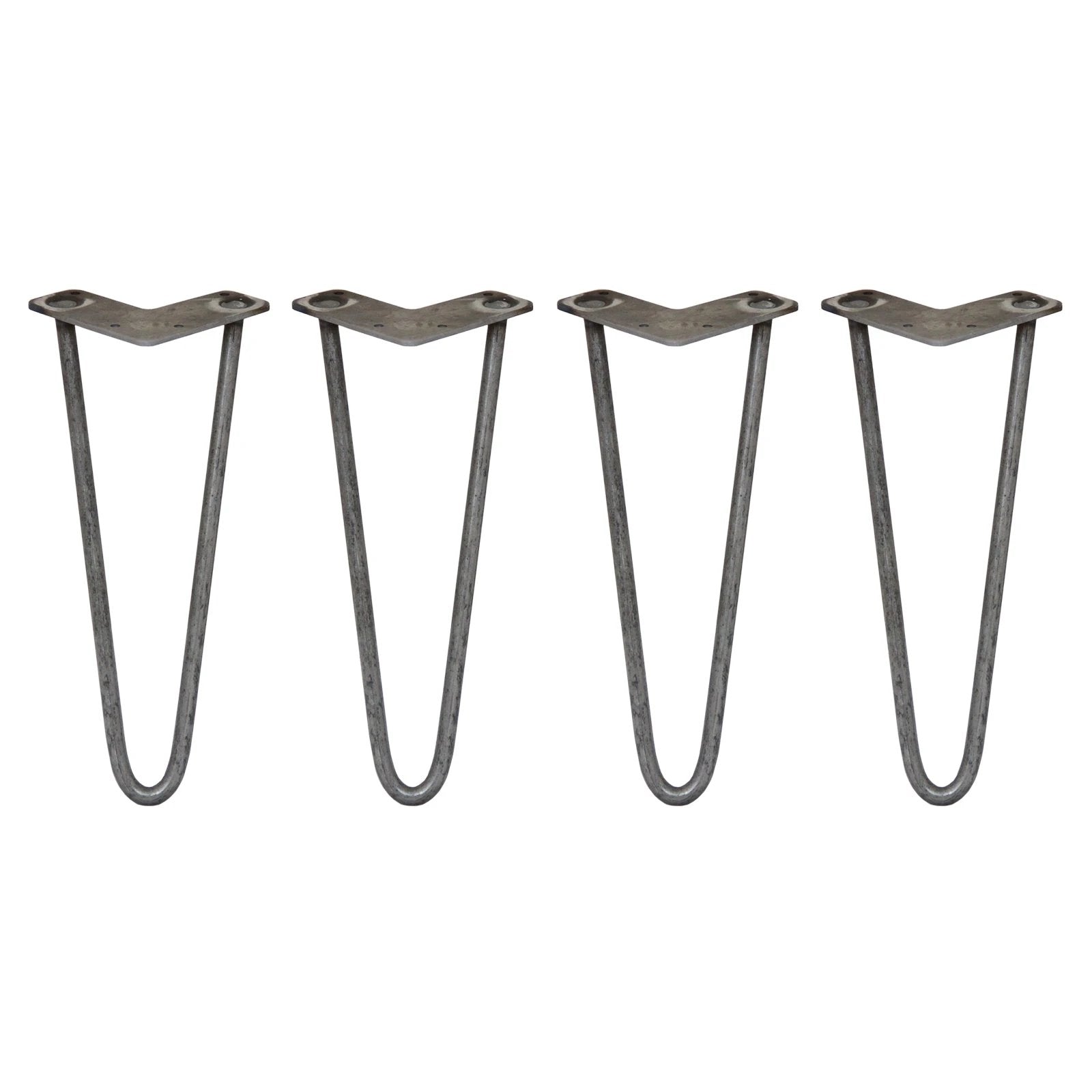 4 x 12" Hairpin Legs - 2 Prong - 12mm - Raw Steel by Monster Shop