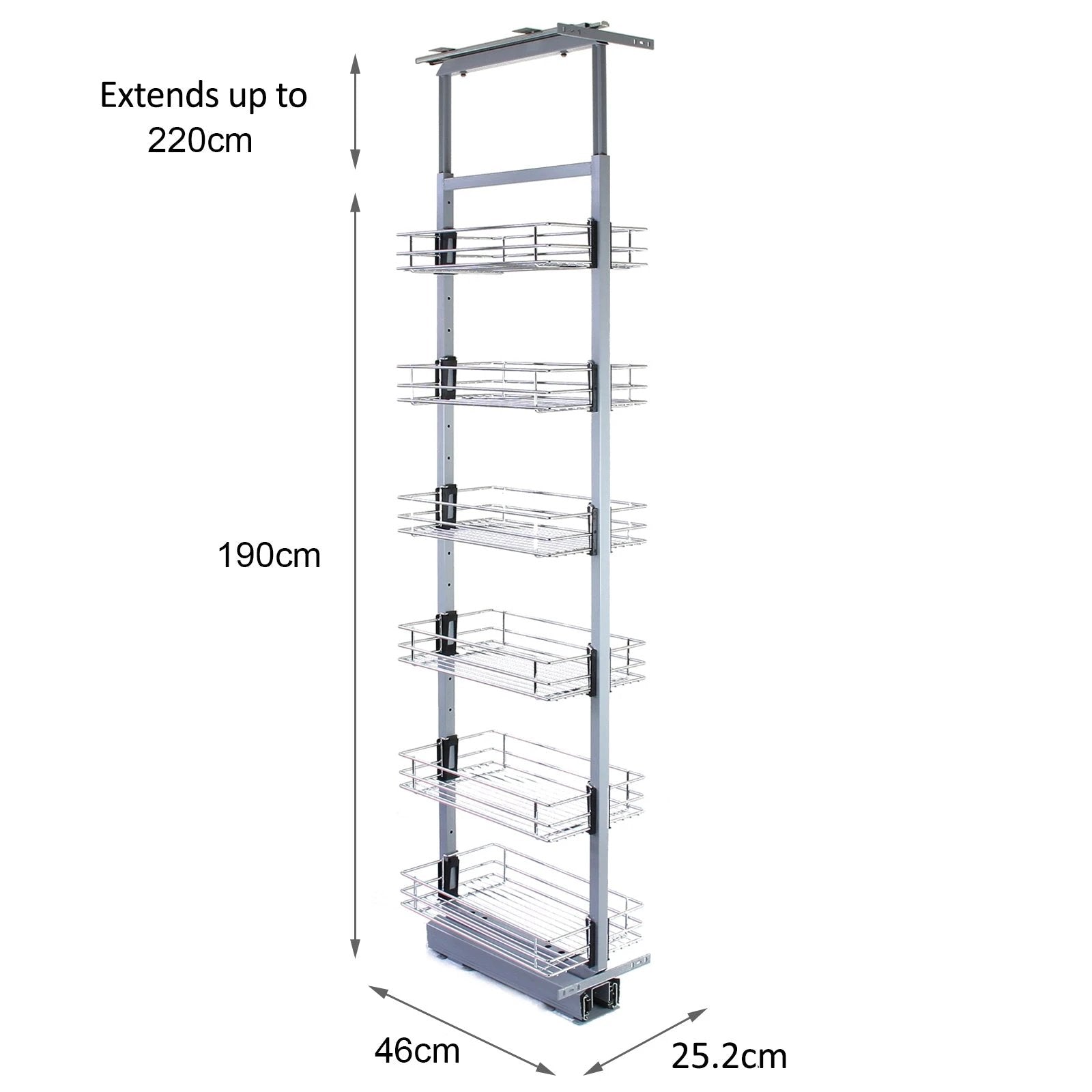 Monster Shop KuKoo Pull Out Soft Close Kitchen Larder – 46cm D x 190-220cm H -