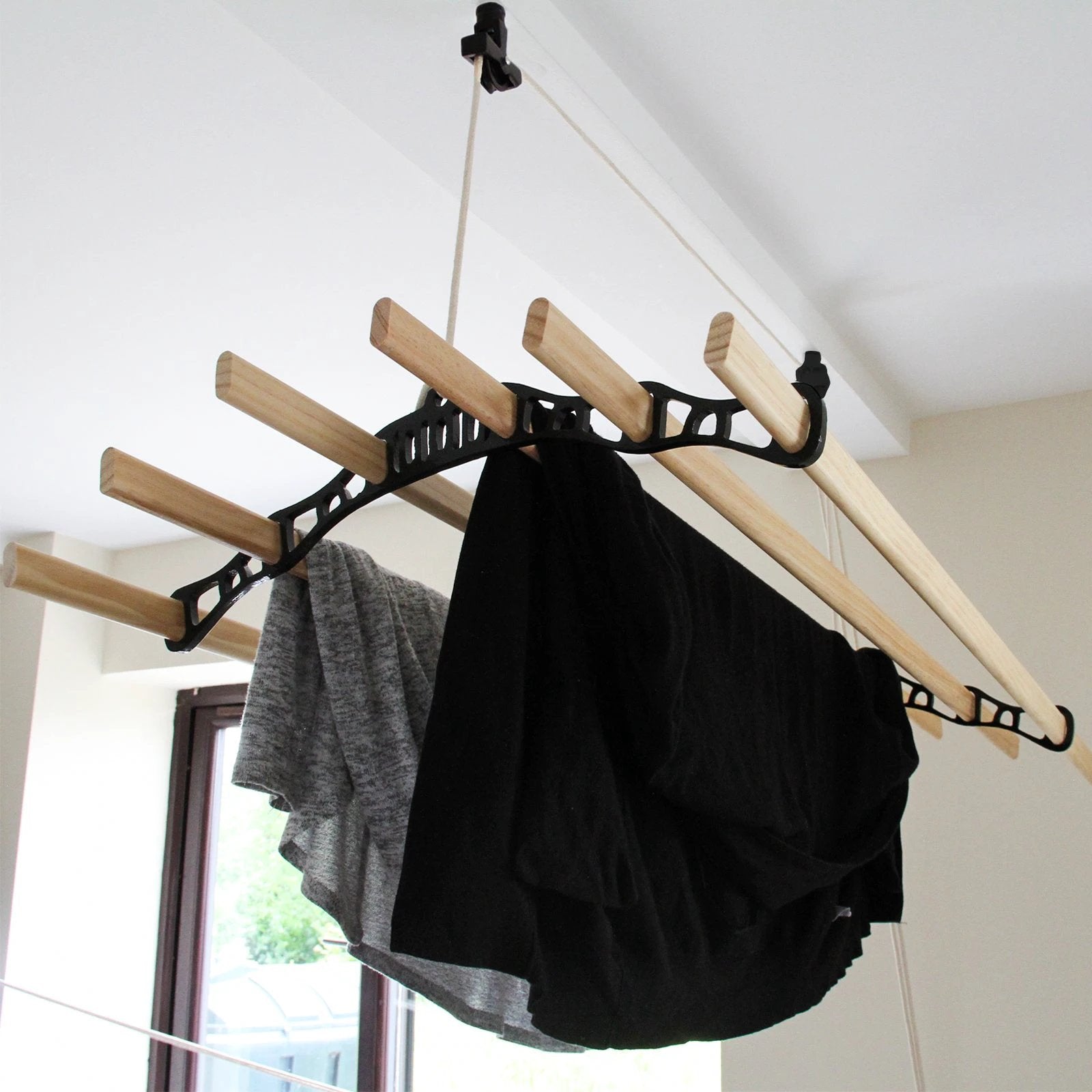 Monster Shop Clothing Airer Ceiling Pulley - Black - 1.5m -