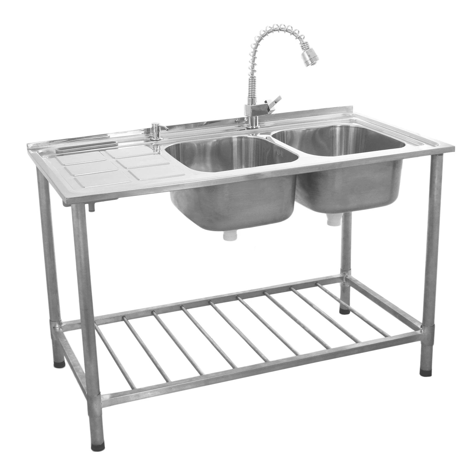 Monster Shop KuKoo Commercial Catering Sink Double Bowl / Left Hand Drainer -