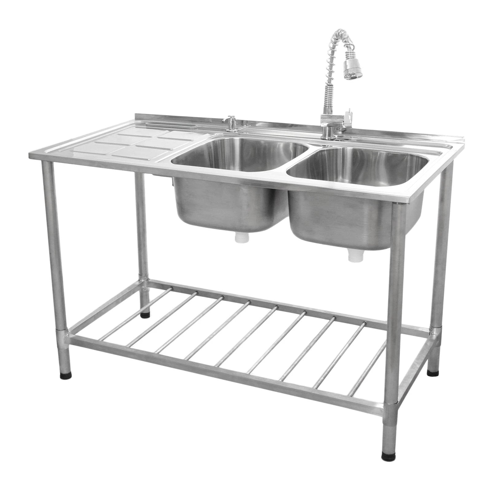 Monster Shop KuKoo Commercial Catering Sink Double Bowl / Left Hand Drainer -