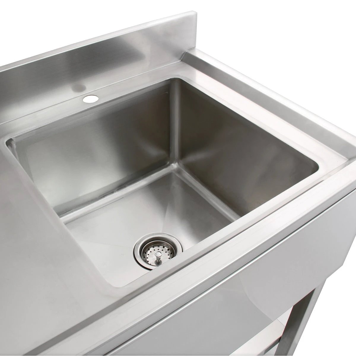Monster Shop 6ft Stainless Steel Catering Bench, Stainless Steel Sink - Left Hand Drainer & 2 x Wall Mounted Shelves -