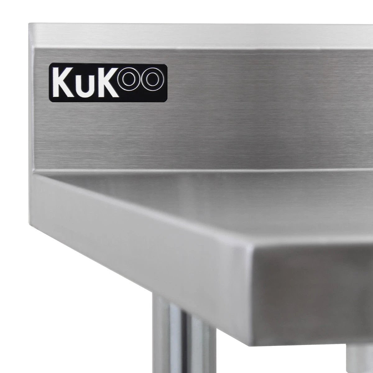 Monster Shop 6ft Stainless Steel Catering Bench, Stainless Steel Sink - Left Hand Drainer & 2 x Wall Mounted Shelves -