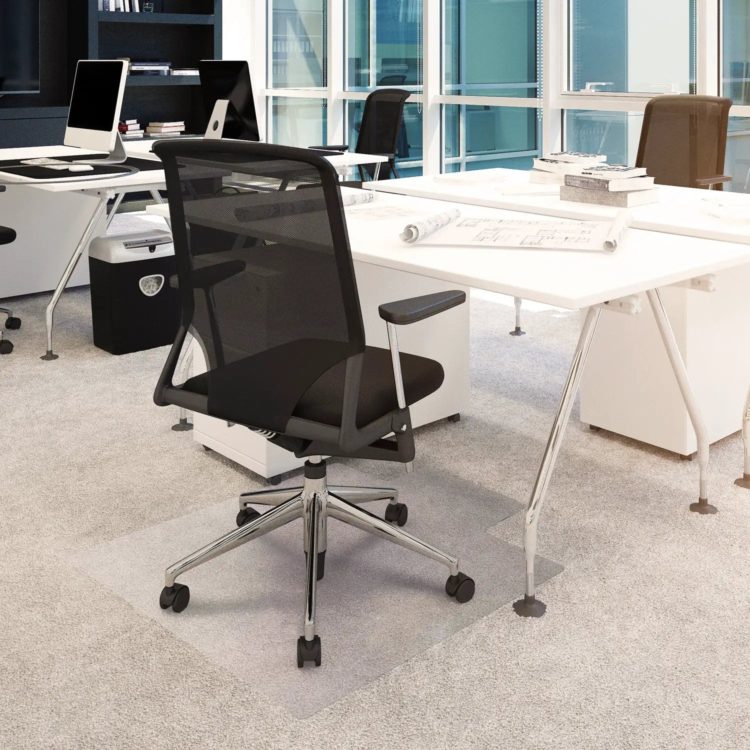 Floortex Advantagemat® Vinyl Lipped Chair Mat for Carpets up to 6mm - 115 x 134cm - Office Mats