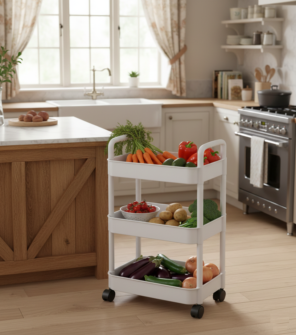 3 Tier Multi-Purpose Rolling Trolley - from Avilo