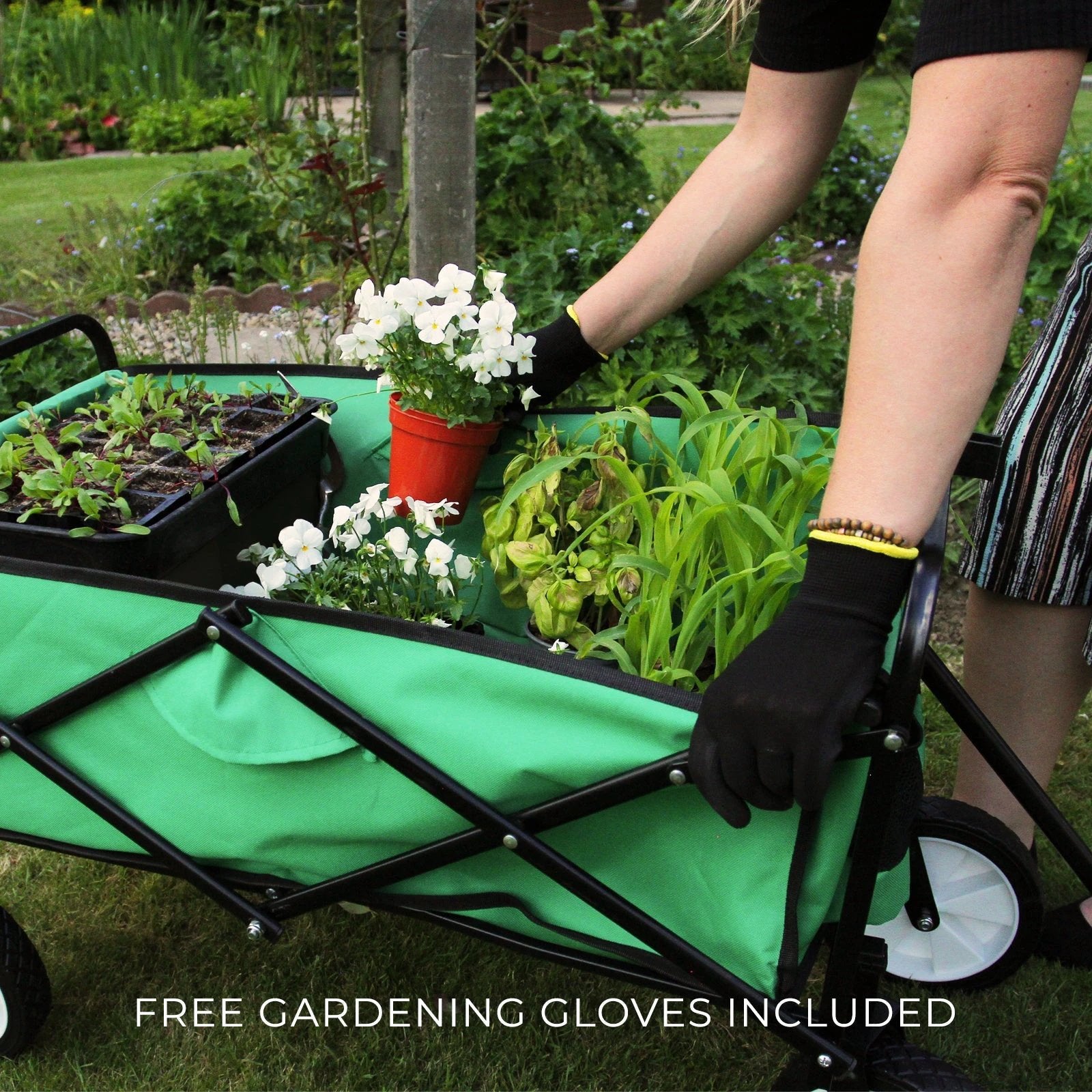Foldable Garden Cart Green by Monster Shop