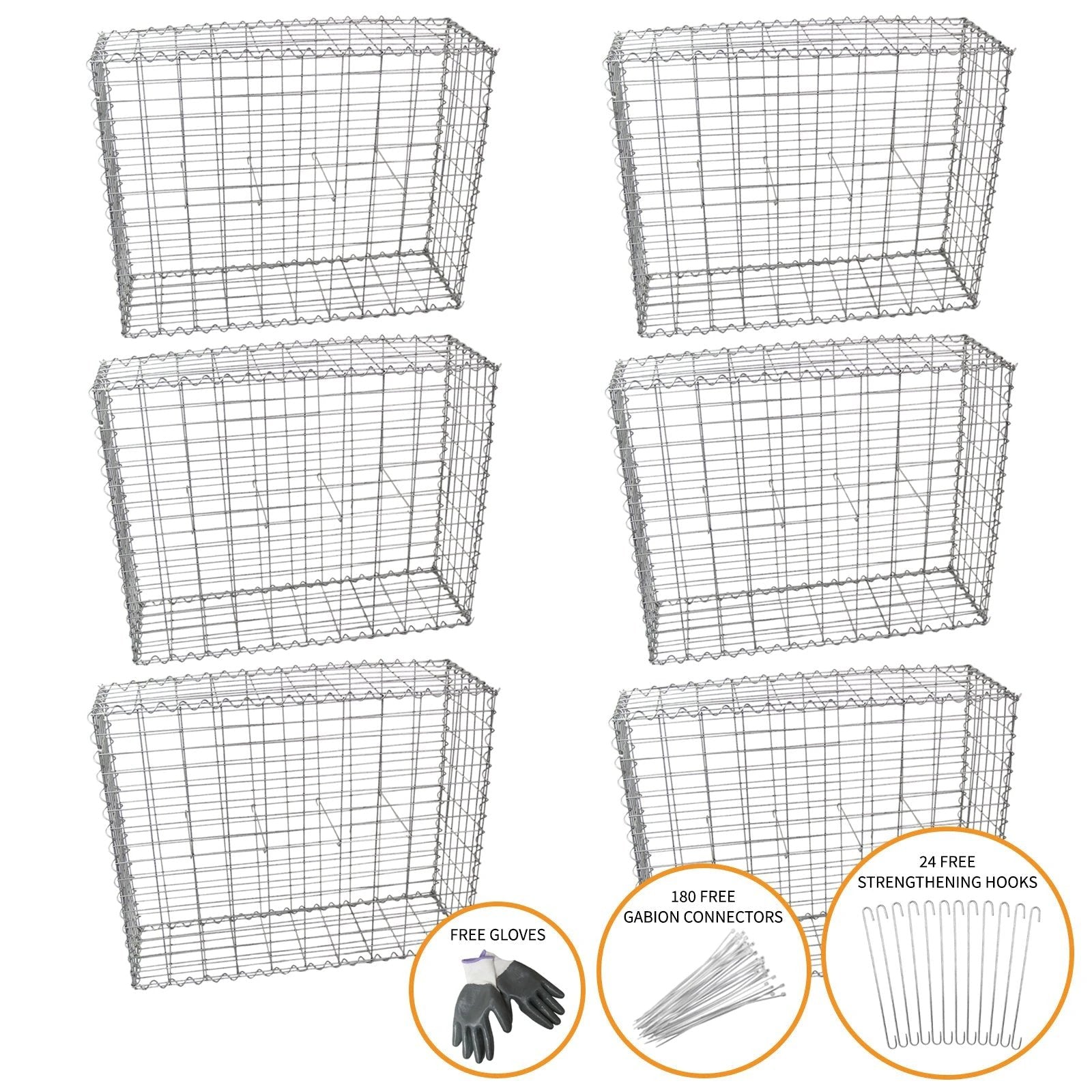 Gabion Baskets 100 x 95 x 30cm / 6 Pack by Monster Shop