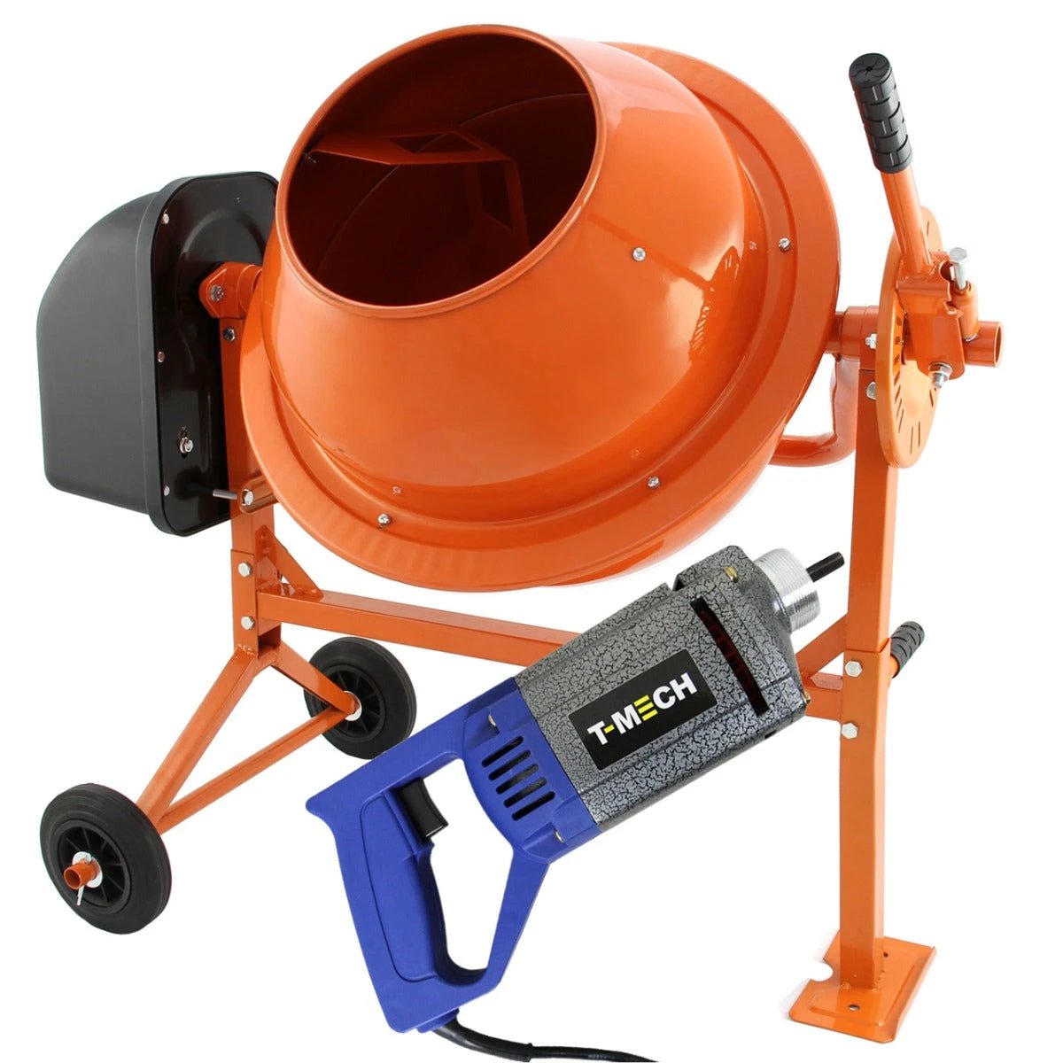 Cement Mixer & Handheld Concrete Vibrator with 2m Shaft by Monster Shop