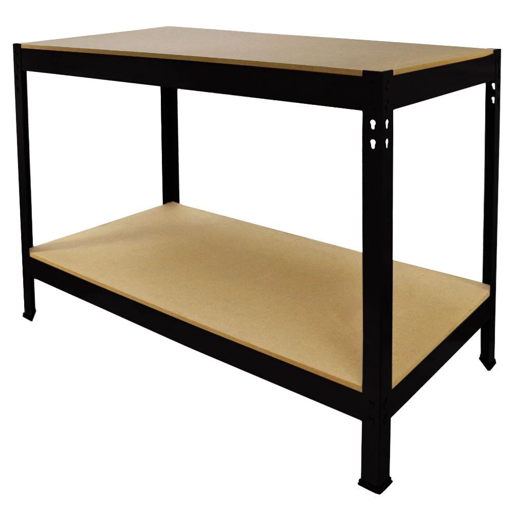 Monster Shop 3 x 90cm T-Rax Black Metal Racking Units & Workbench -