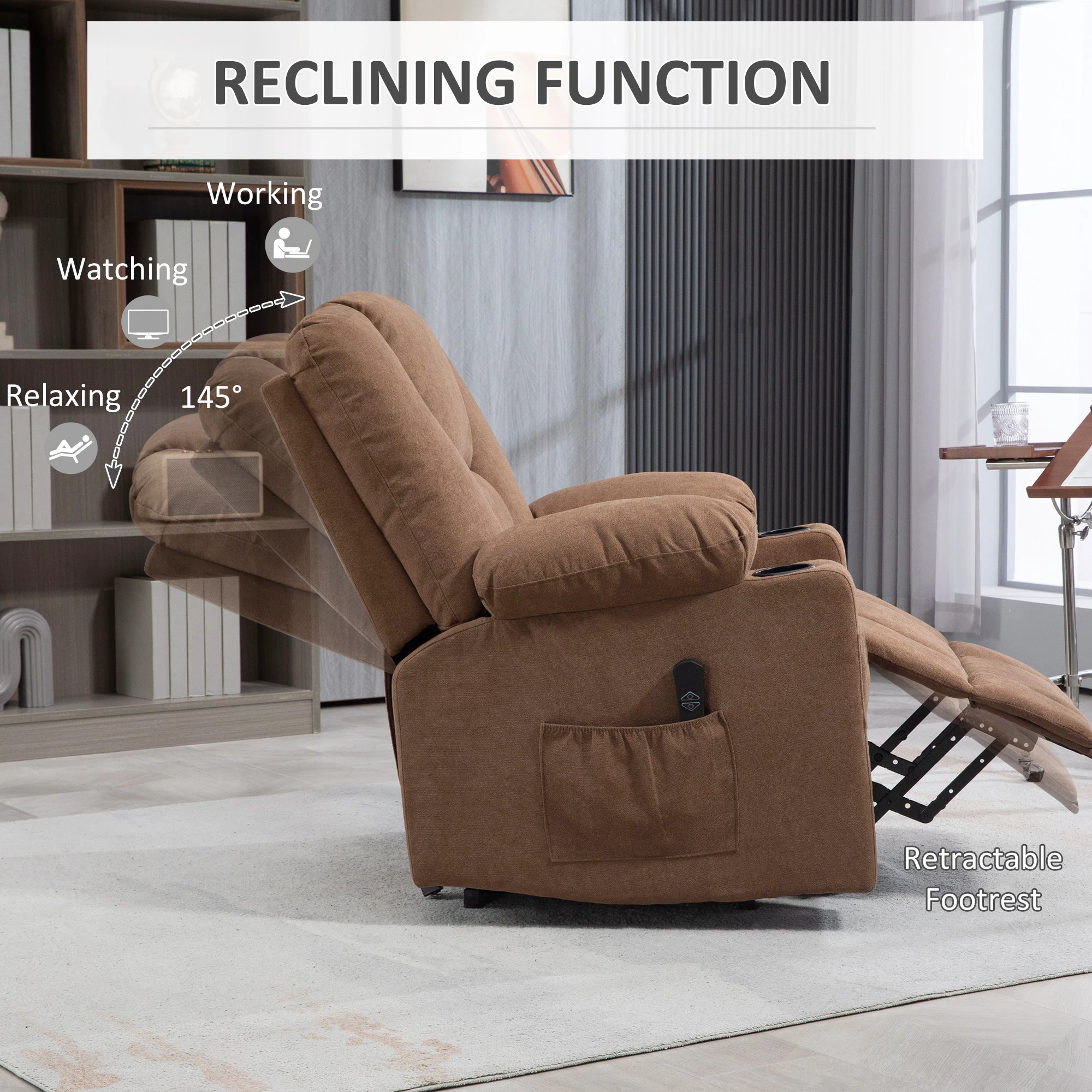 HOMCOM HOMCOM Riser and Recliner Chair w/ Remote, Lift Chair for Elderly, Light Grey - Recliner