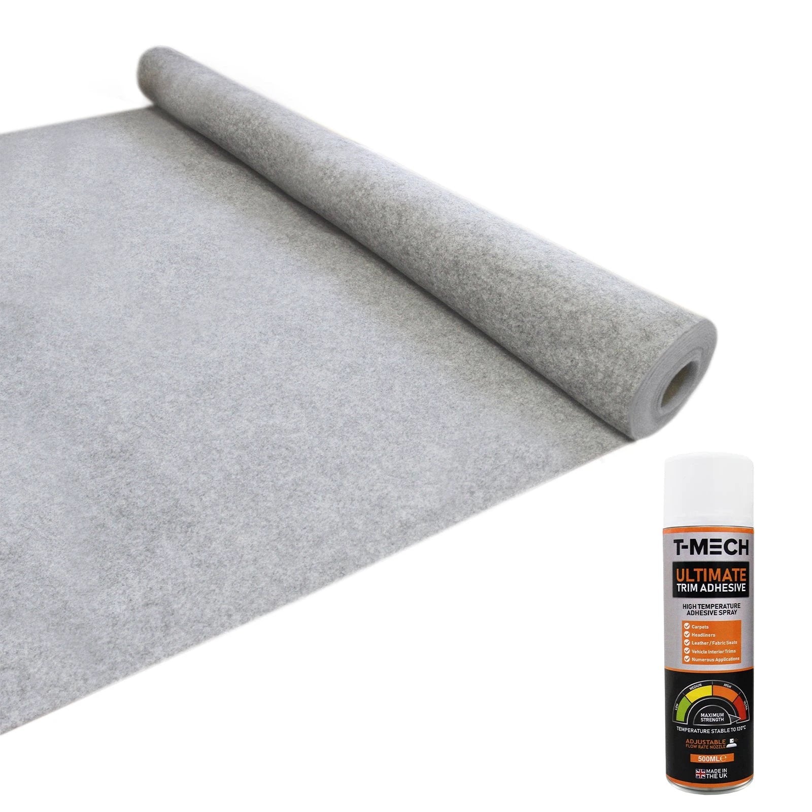 Van Carpet Lining / Silver Grey & 5 Adhesive Cans by Monster Shop