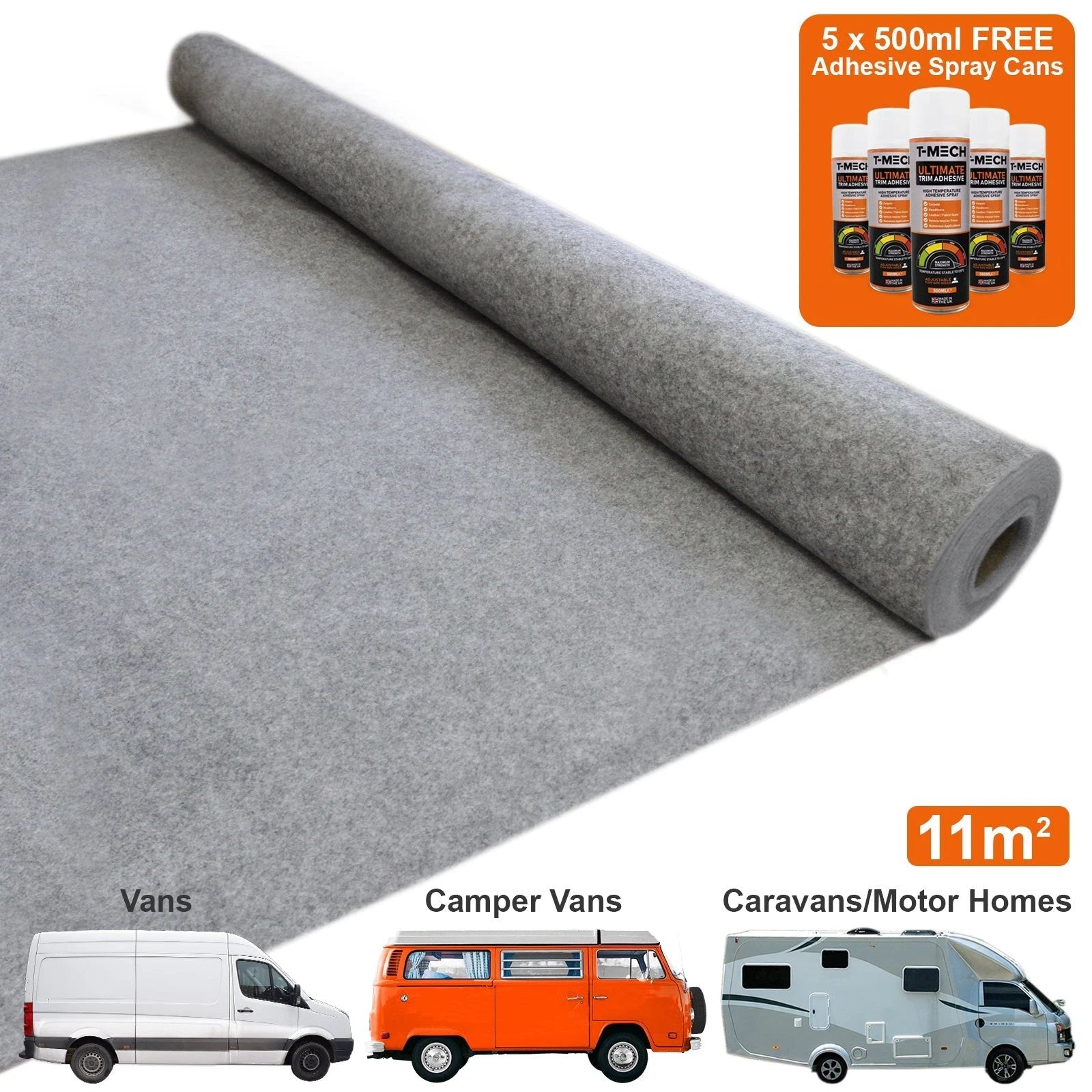 Van Carpet Lining / Smoke & 5 Adhesive Cans by Monster Shop