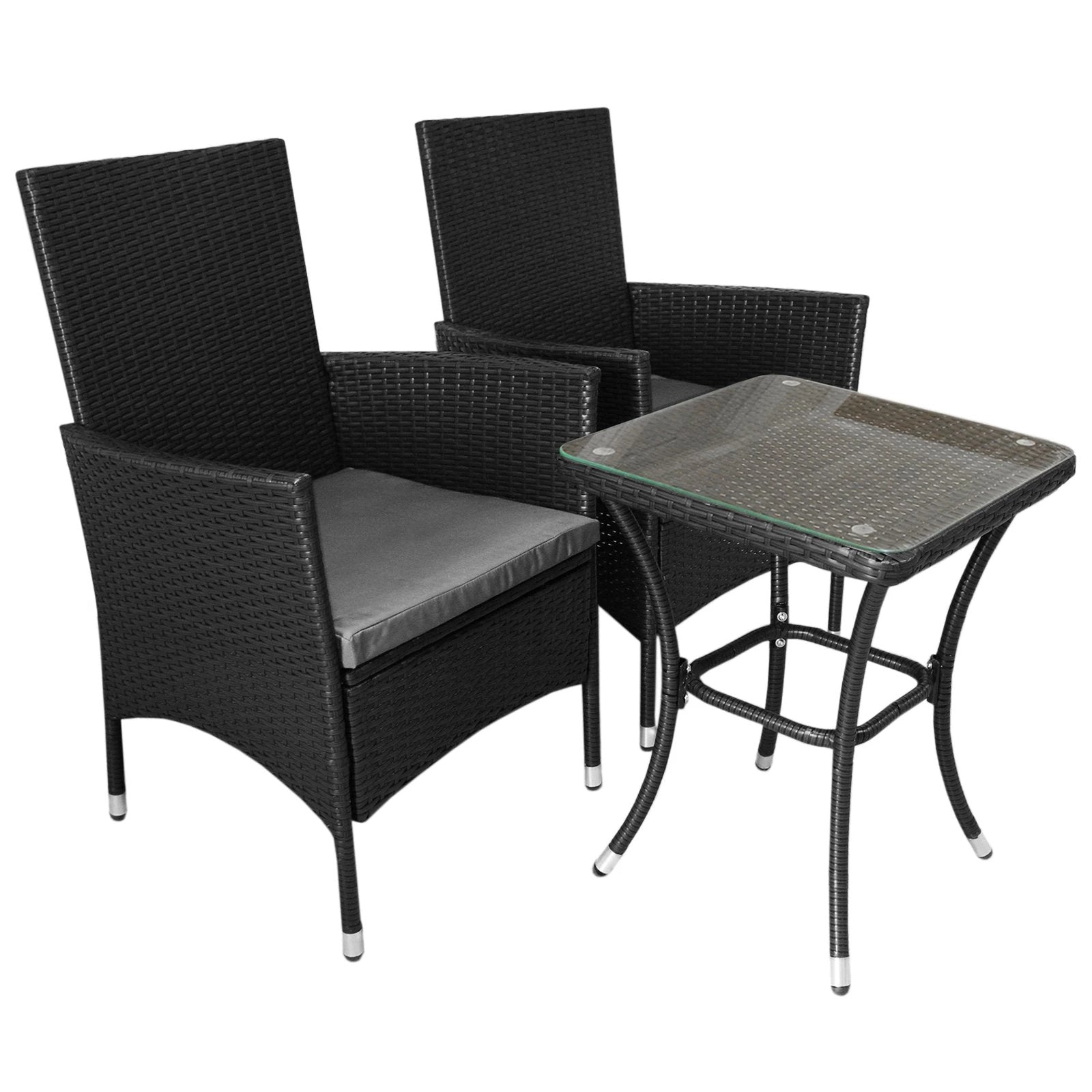 Jardí Rattan Bistro Set Black by Monster Shop