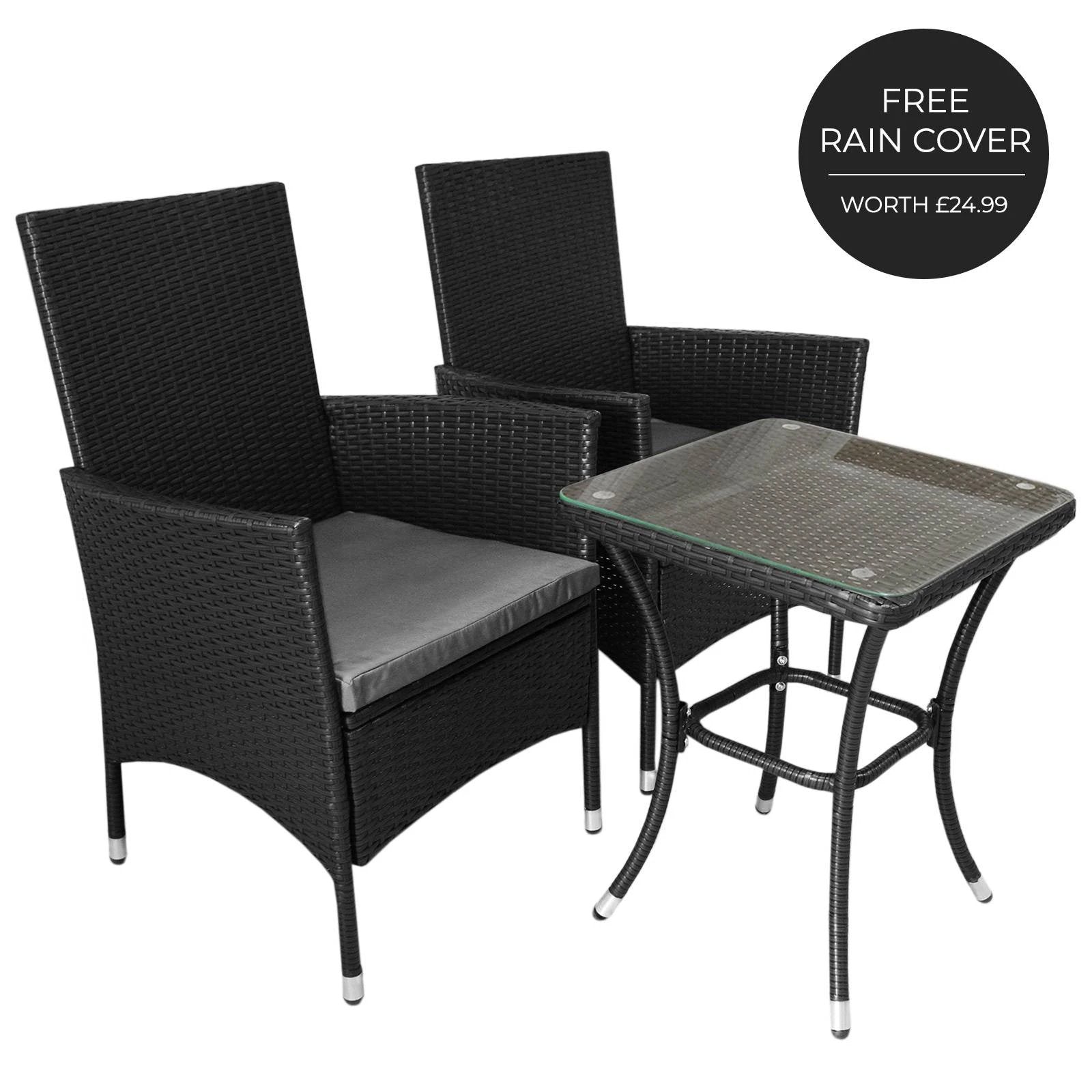 Jardí Rattan Bistro Set Black by Monster Shop