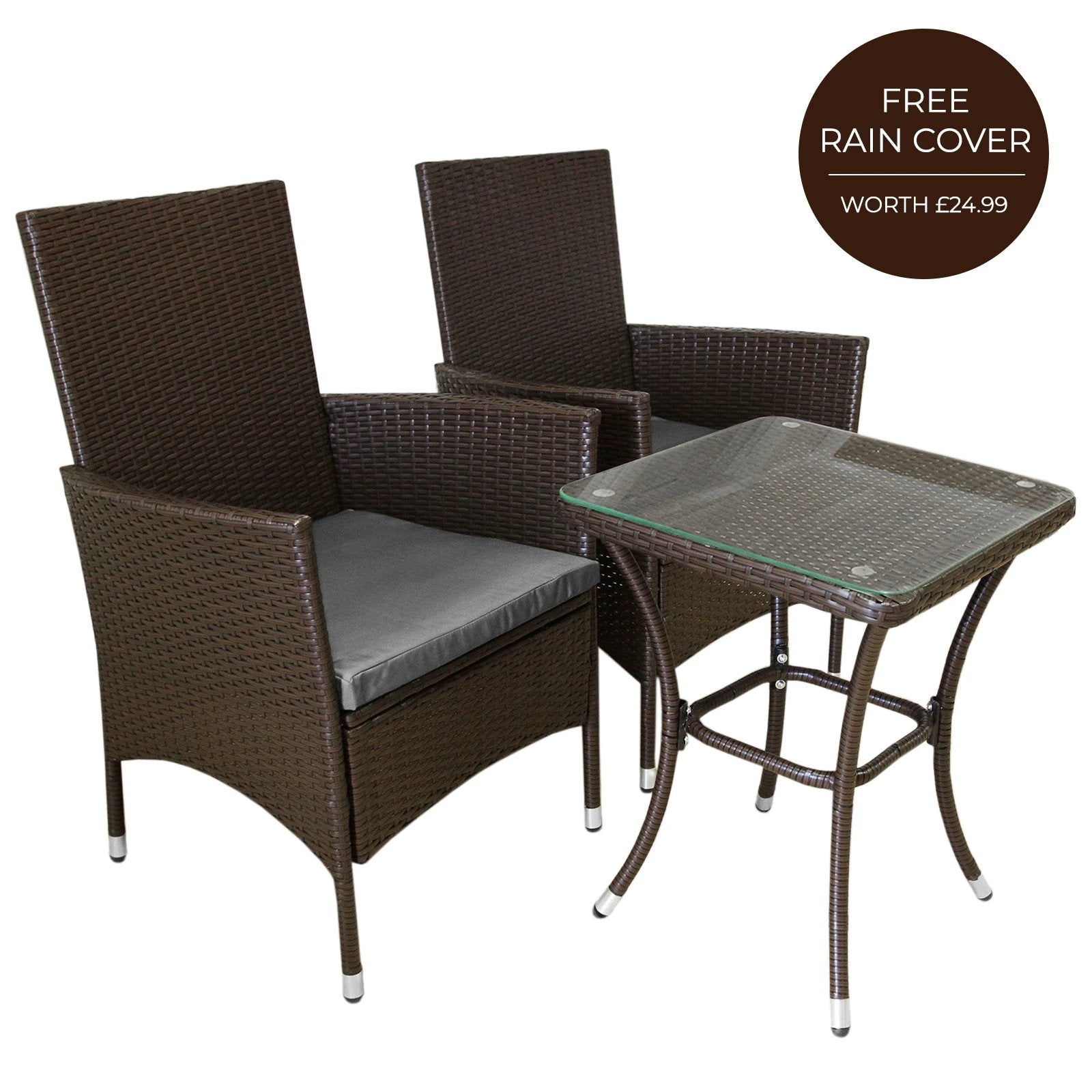 Jardí Rattan Bistro Set Brown by Monster Shop