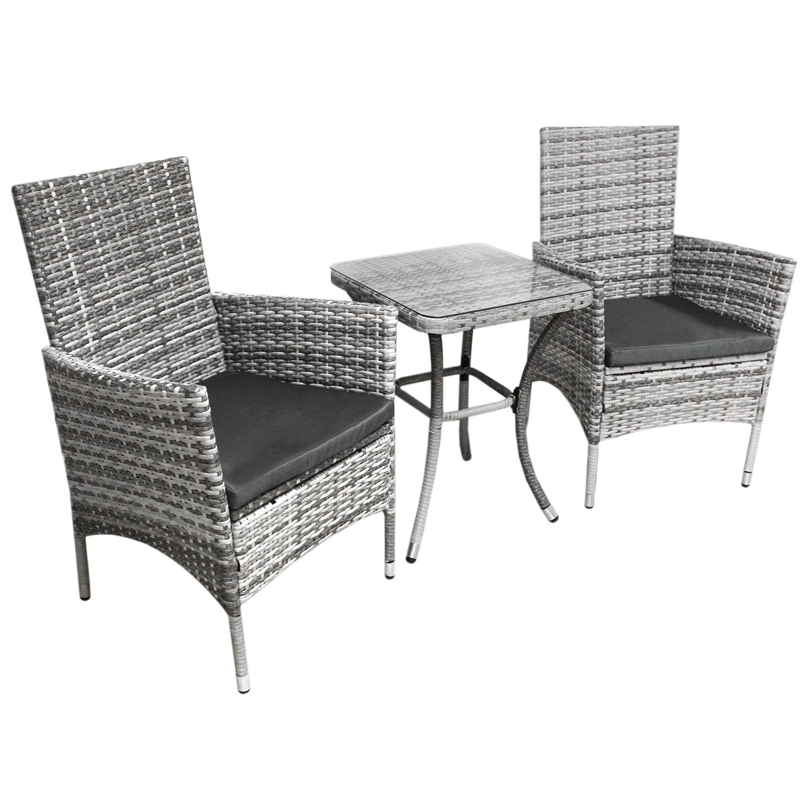 Jardí Rattan Bistro Set Light Grey by Monster Shop