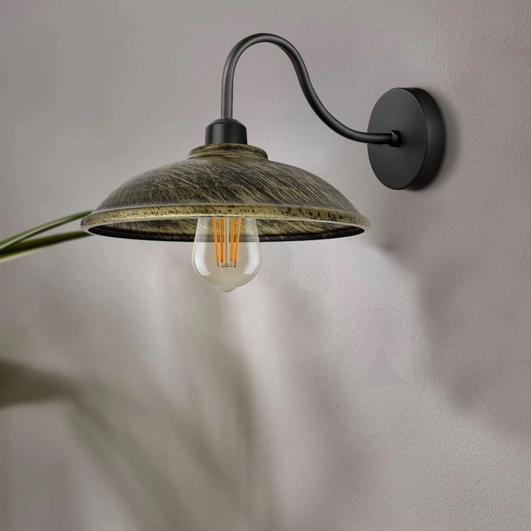 Brushed Brass Wall Light Swan Neck Hemisphere For Bedroom by Un-branded