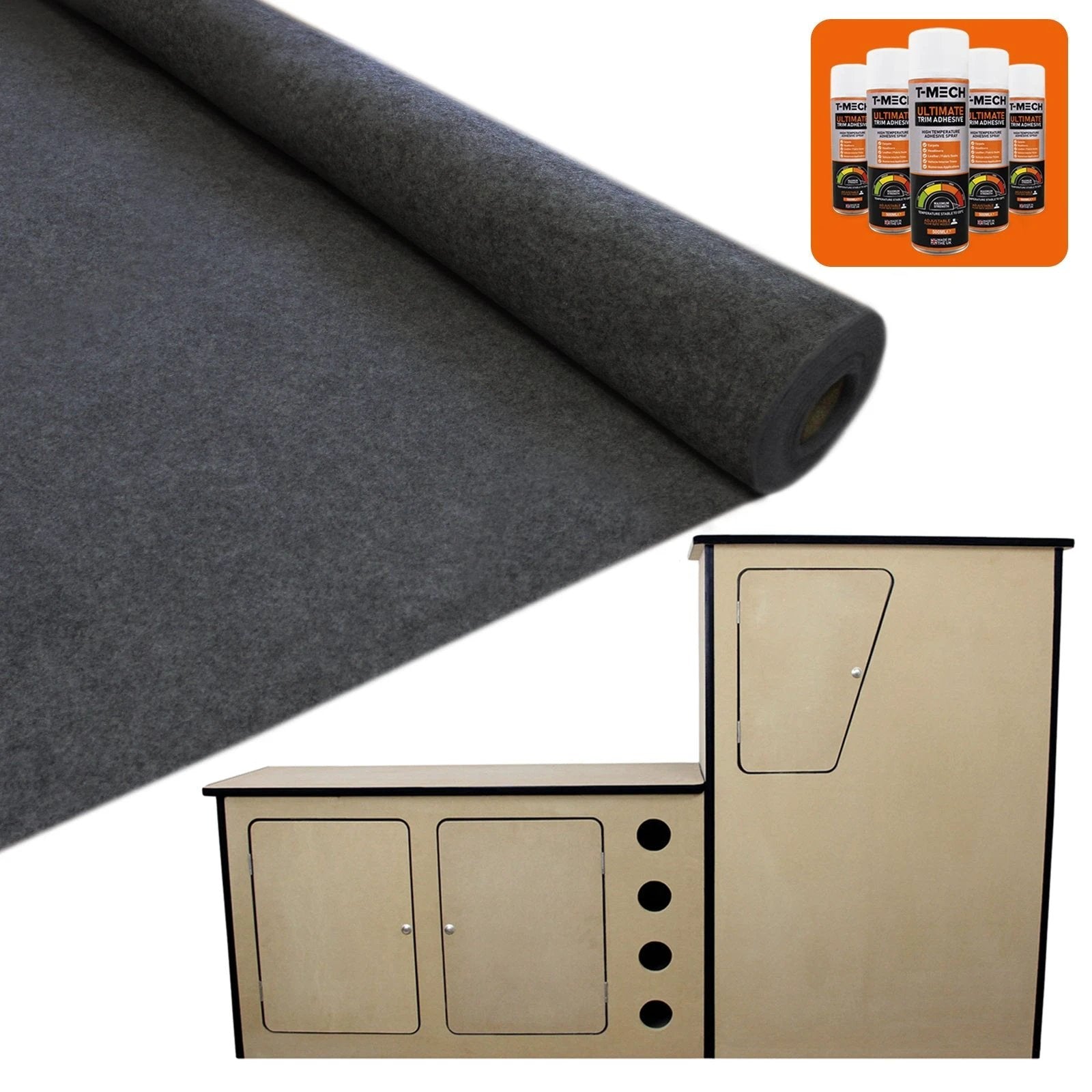 11sqm Anthracite Van Lining & Glue With Camper Kitchen by Monster Shop