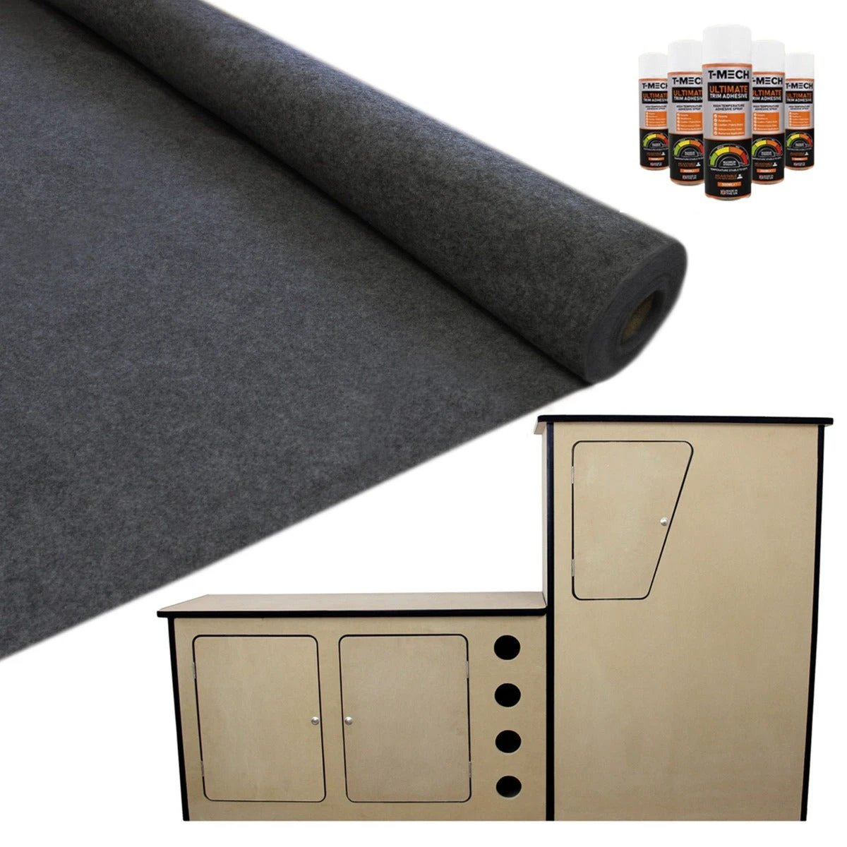 11sqm Anthracite Van Lining & Glue With Camper Kitchen by Monster Shop