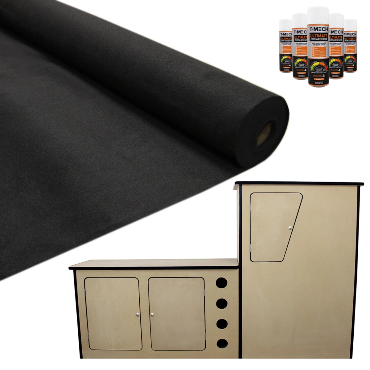 Monster Shop 11sqm Black Van Lining & Glue With Camper Kitchen -