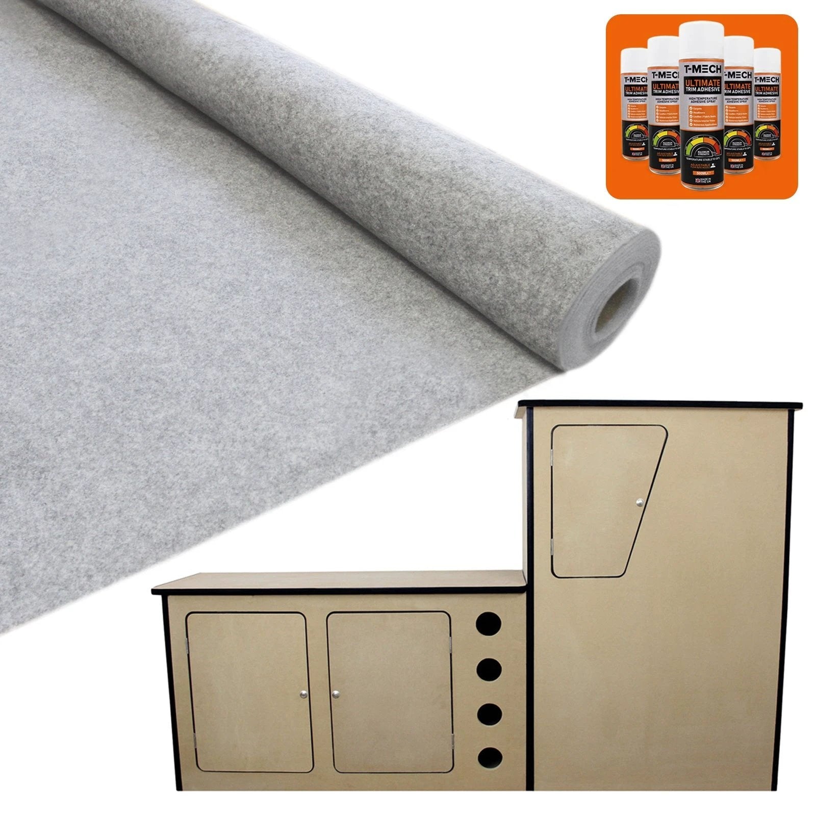 Monster Shop 11sqm Silver Grey Van Lining & Glue With Camper Kitchen -