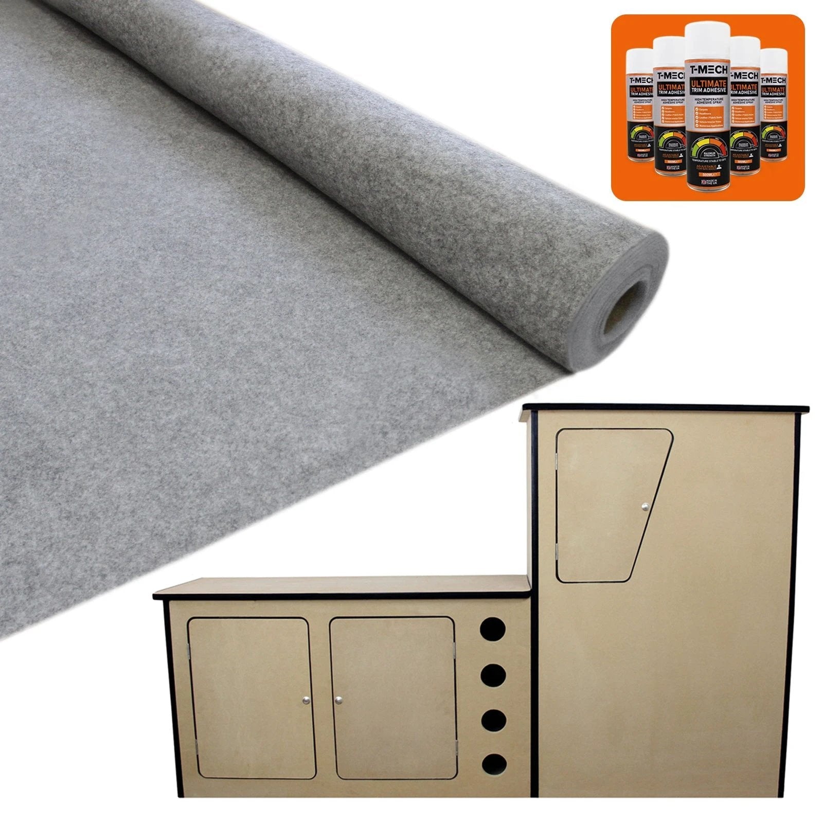 Monster Shop 11sqm Smoke Grey Van Lining & Glue With Camper Kitchen -