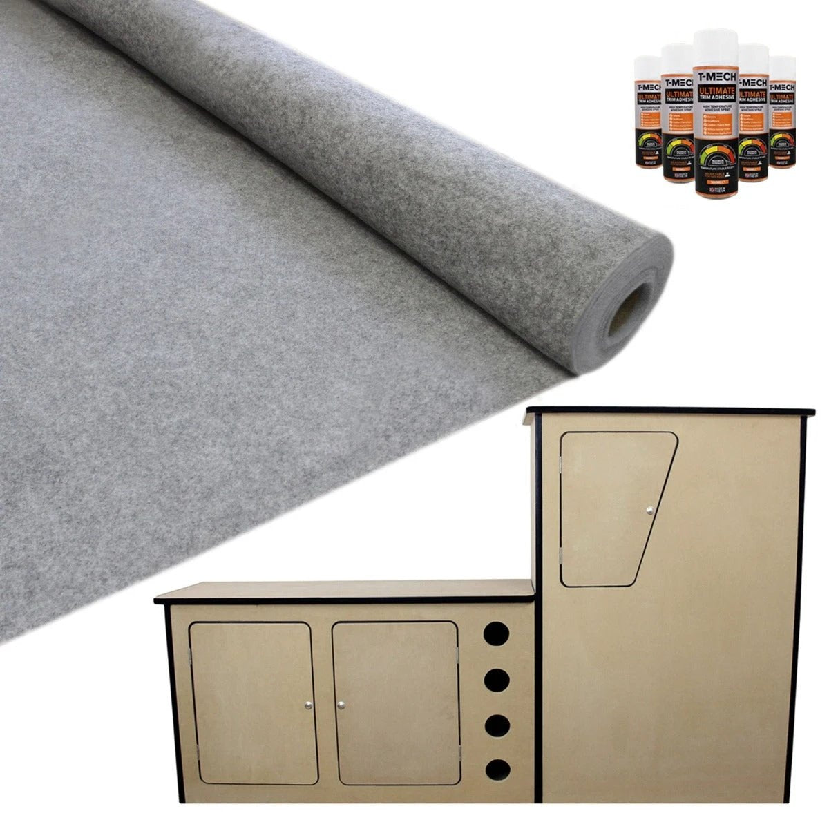 Monster Shop 11sqm Smoke Grey Van Lining & Glue With Camper Kitchen -