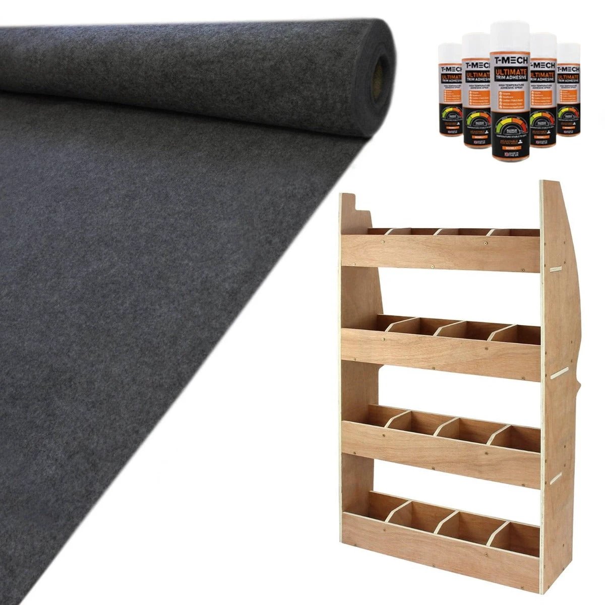 Monster Shop 11sqm Anthracite Van Lining, Glue & Citroen Berlingo Rack -