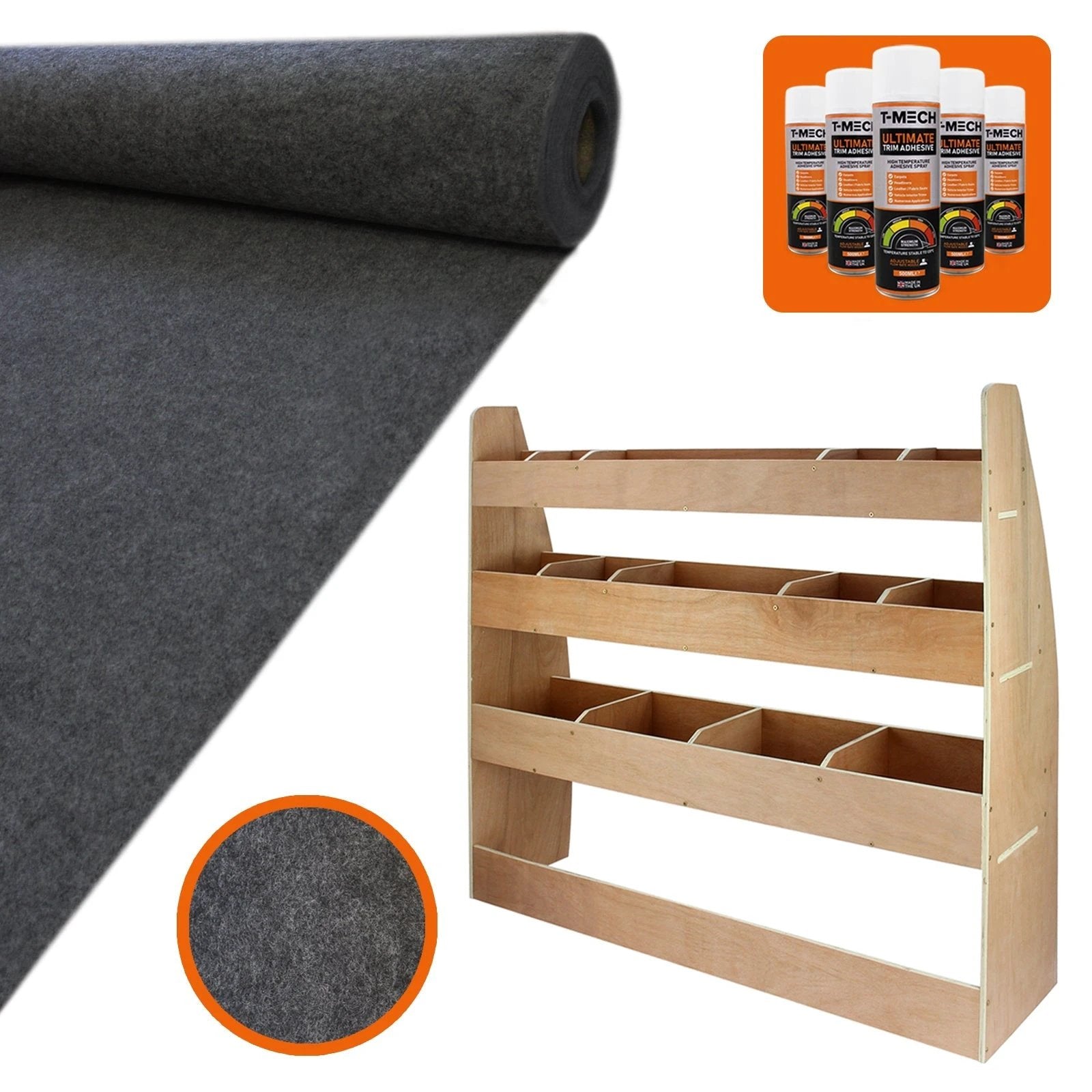 11sqm Anthracite Van Lining, Glue & VW Caddy Rack by Monster Shop