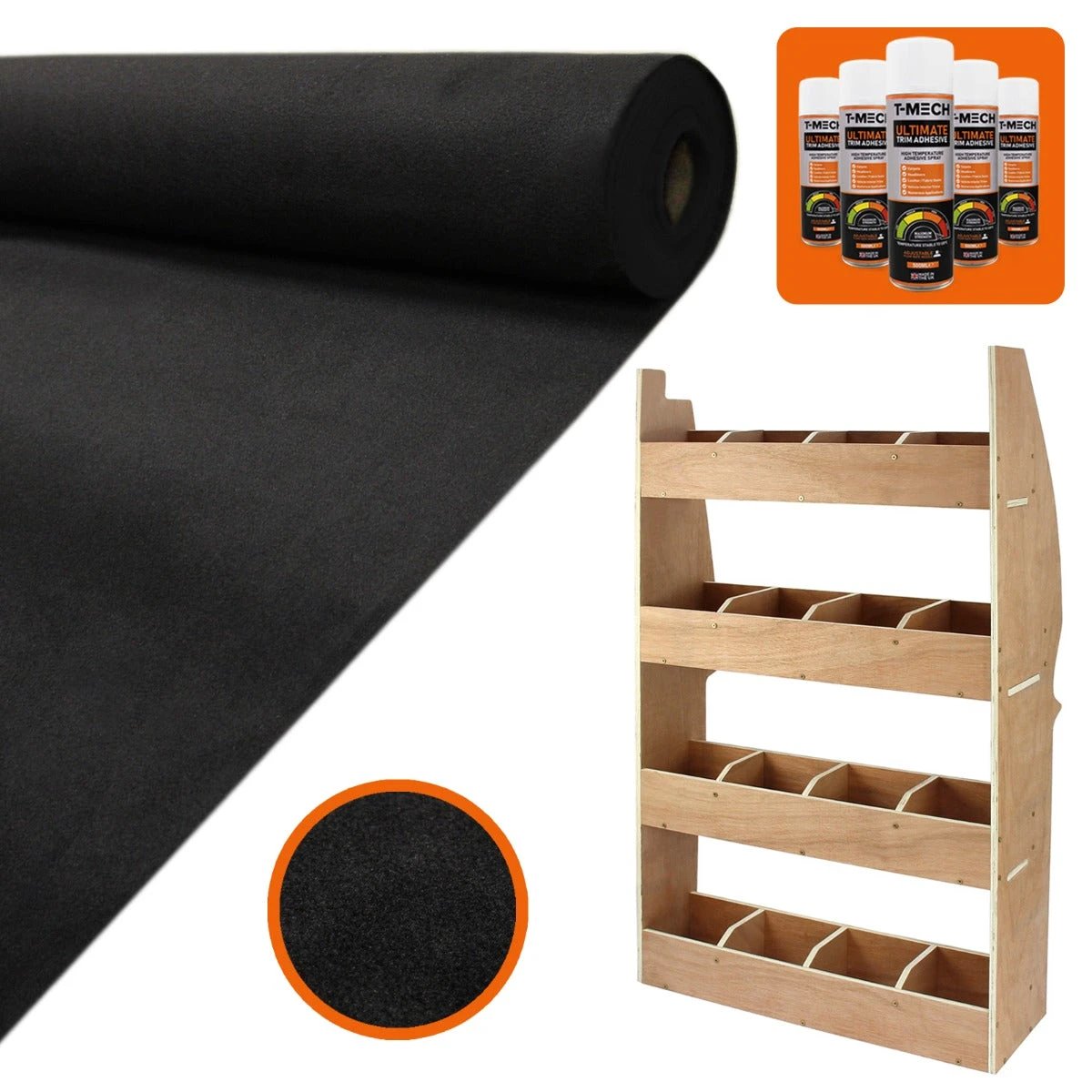 11sqm Black Van Lining & Citroen Berlingo Racking Unit by Monster Shop