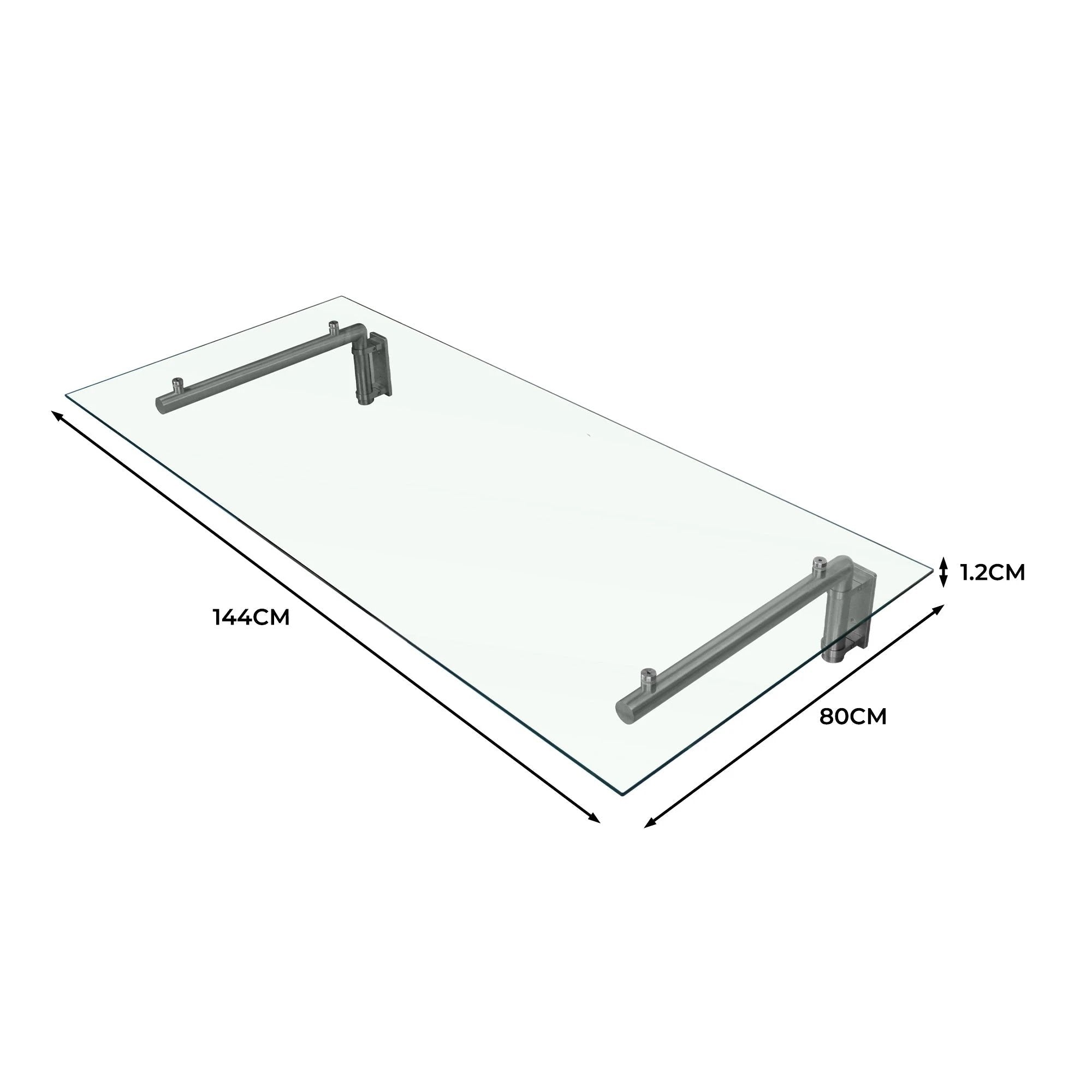 Monster Shop Glass Door Canopy & Brackets - 144cm W x 80cm D -