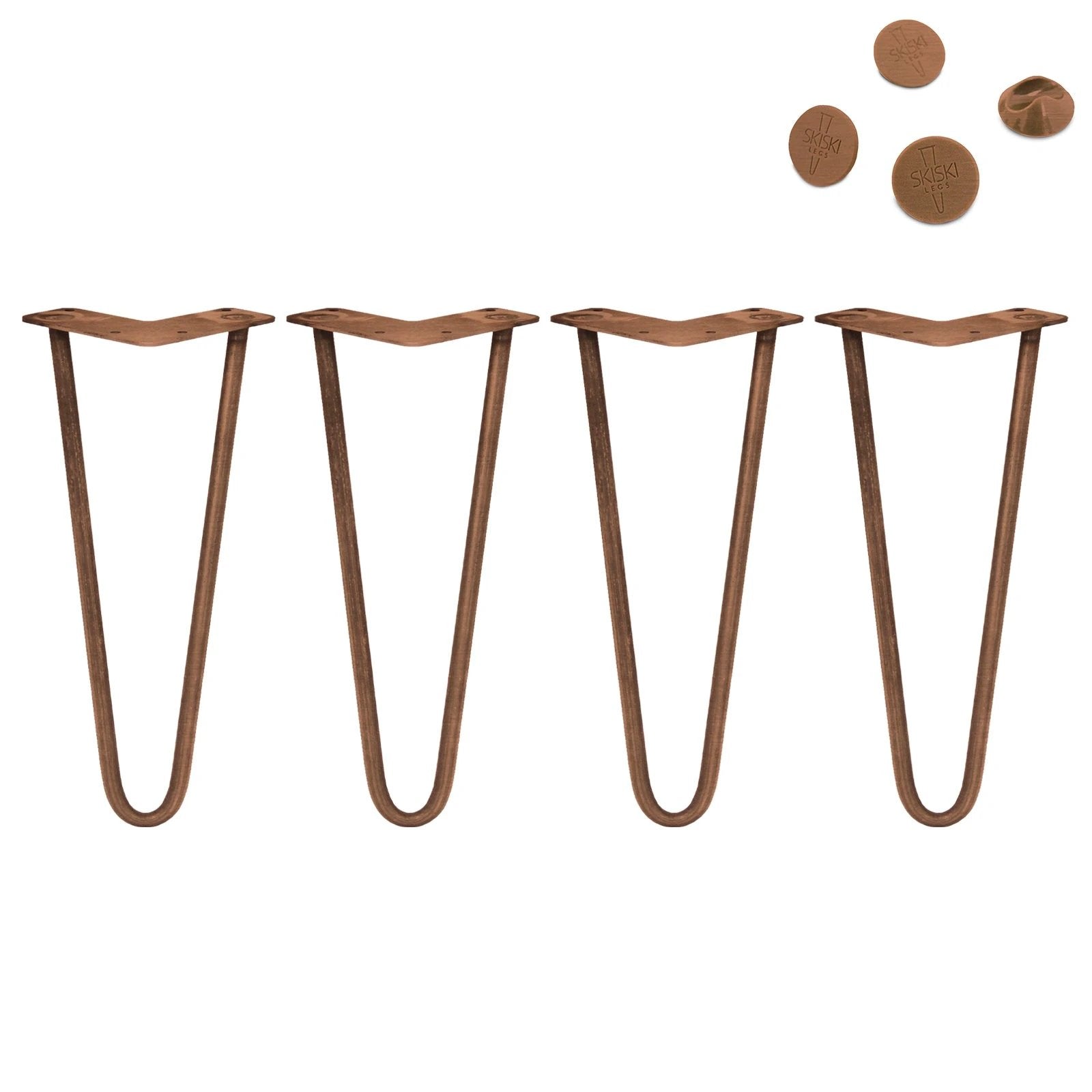 Monster Shop 4 x 12" Hairpin Legs - 2 Prong - 12mm - Antique Copper -