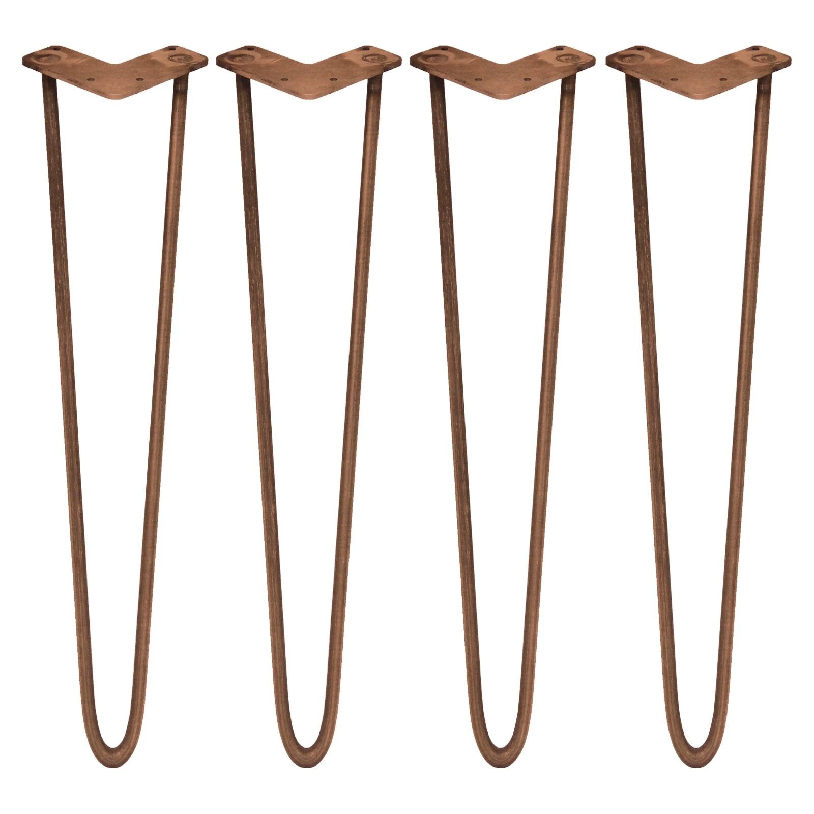 Monster Shop 4 x 28" Hairpin Legs - 2 Prong - 12mm - Antique Copper -