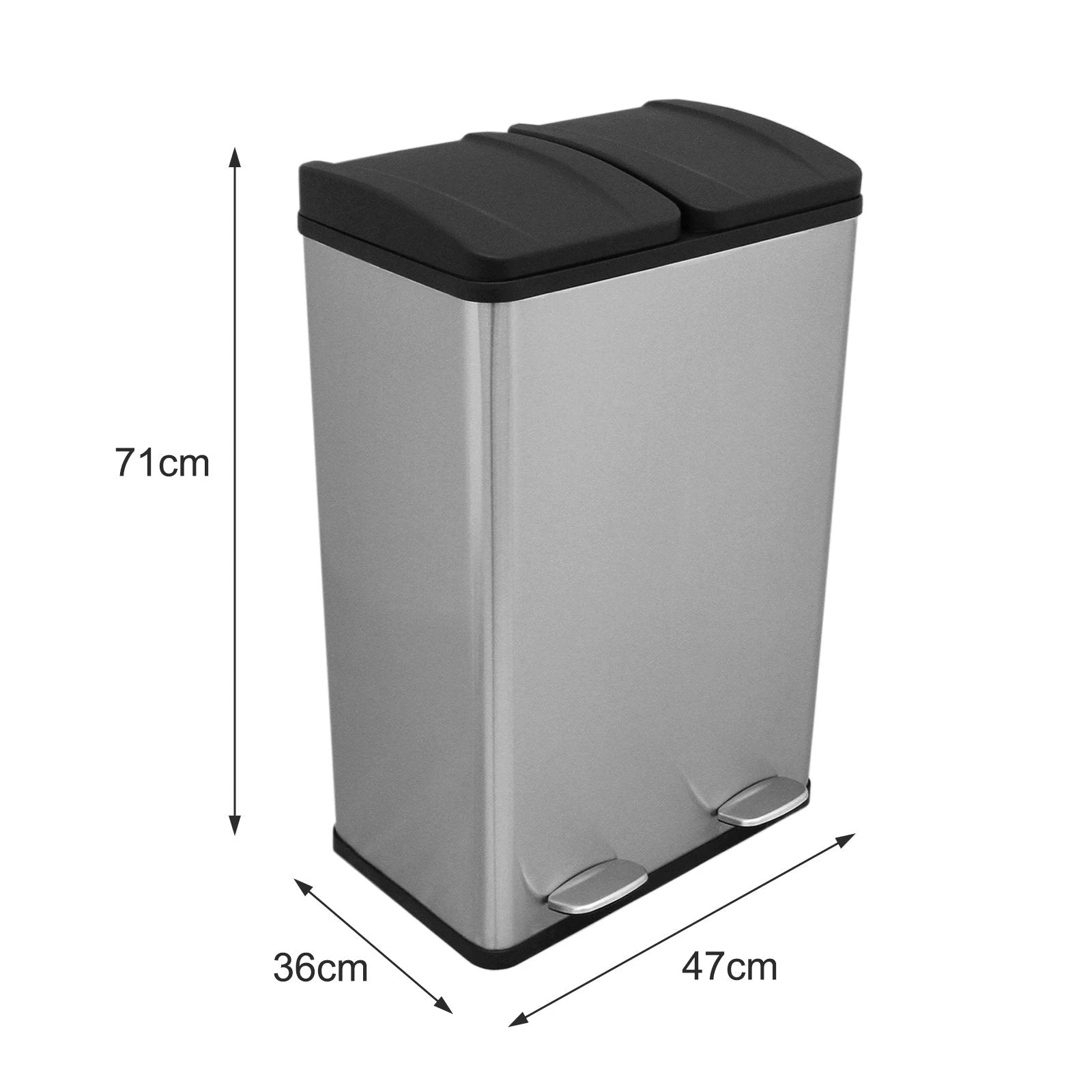 Monster Shop 60L Dual Pedal Bin In Stainless Steel -