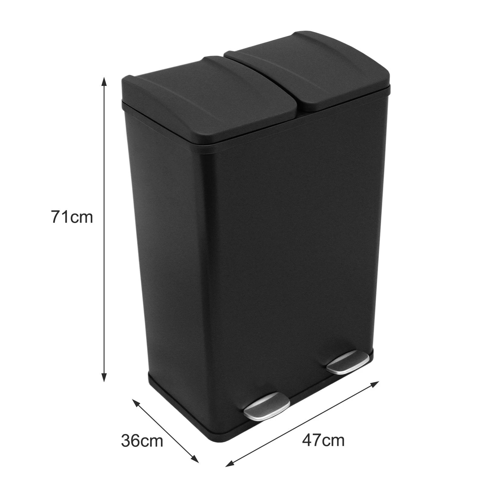 Monster Shop 60L Dual Pedal Bin In Black -