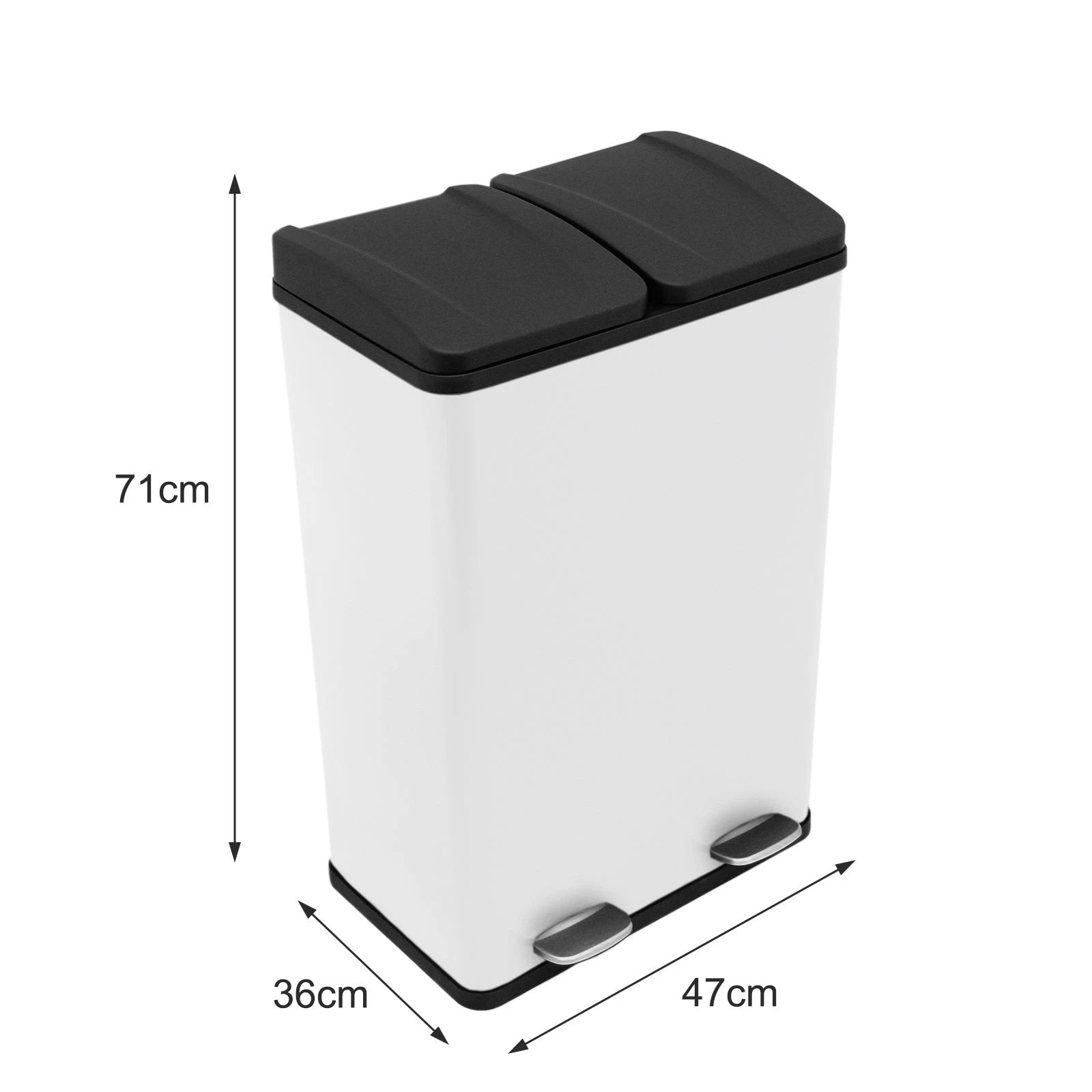 60L Dual Pedal Bin In White by Monster Shop
