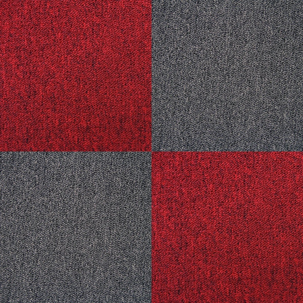 Monster Shop 40 x Carpet Tiles 10m2 / Scarlet Red & Charcoal Black -