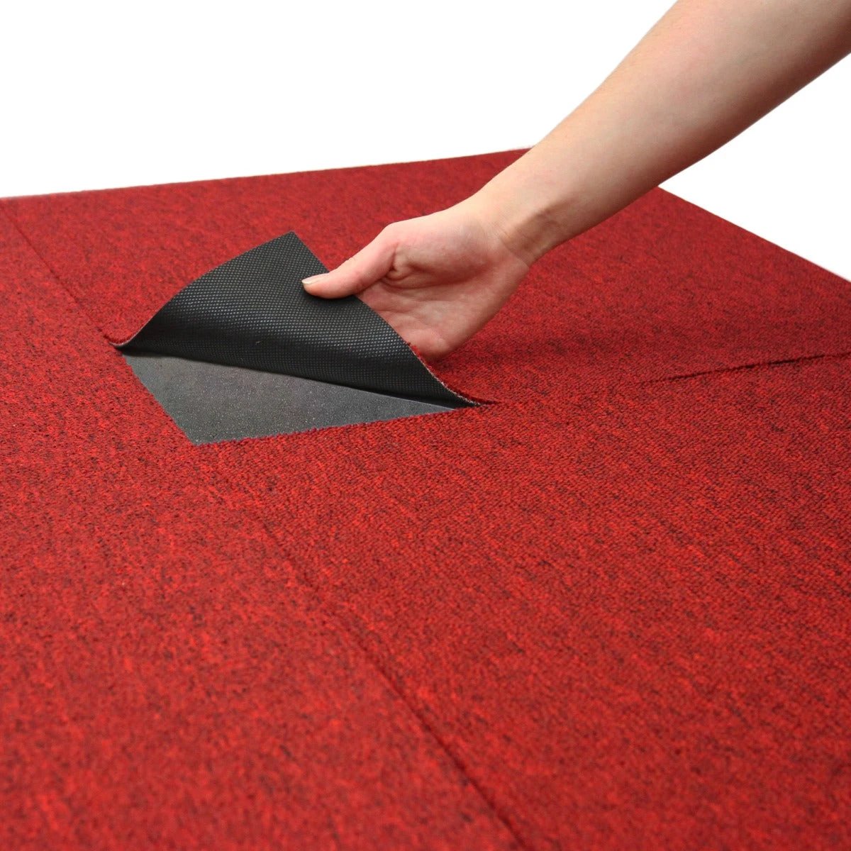 Monster Shop 40 x Carpet Tiles 10m2 / Scarlet Red & Charcoal Black -