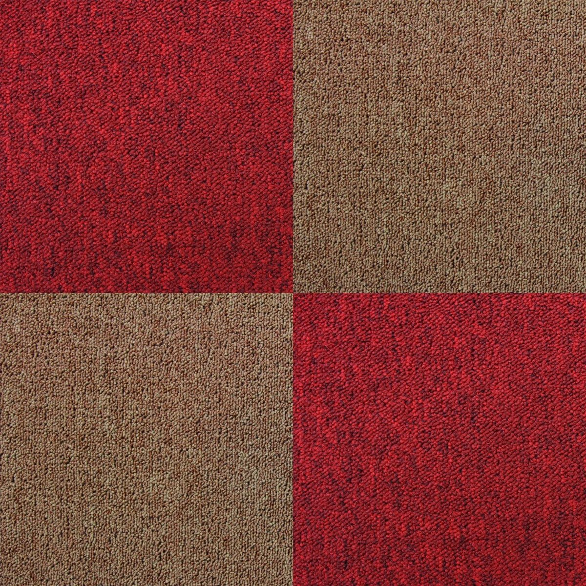 40 x Carpet Tiles 10m2 / Scarlet Red & Sand by Monster Shop