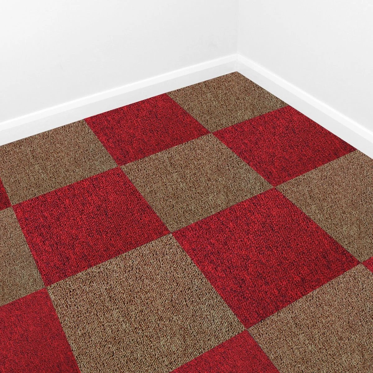 40 x Carpet Tiles 10m2 / Scarlet Red & Sand by Monster Shop