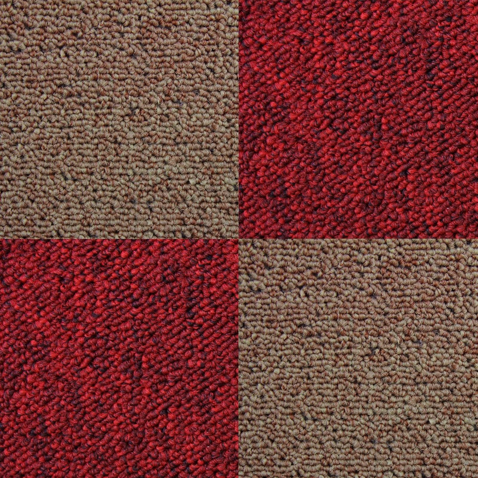 40 x Carpet Tiles 10m2 / Scarlet Red & Sand by Monster Shop