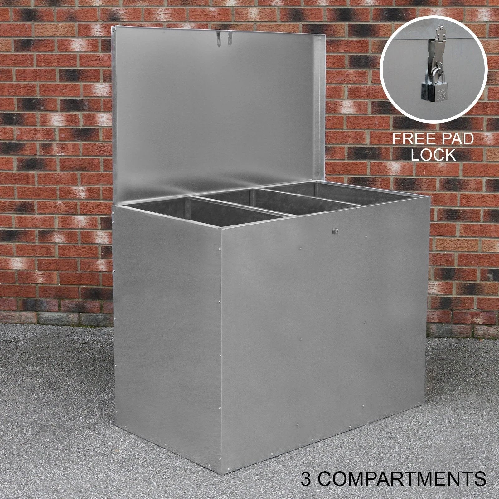 Galvanised Feed Store 3 Compartments by Monster Shop