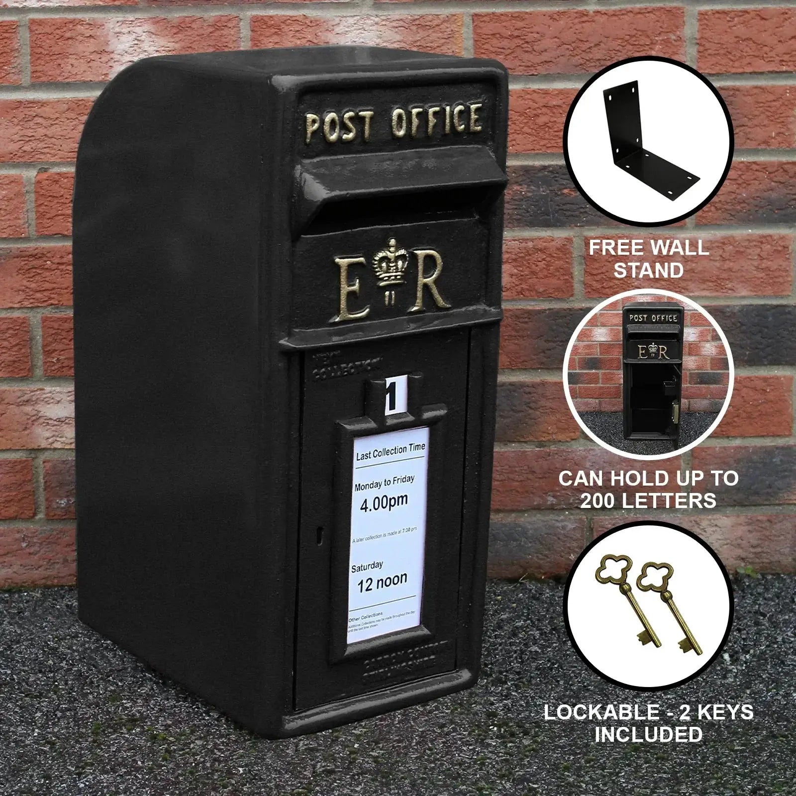Monster Shop Black Royal Mail Post Box -