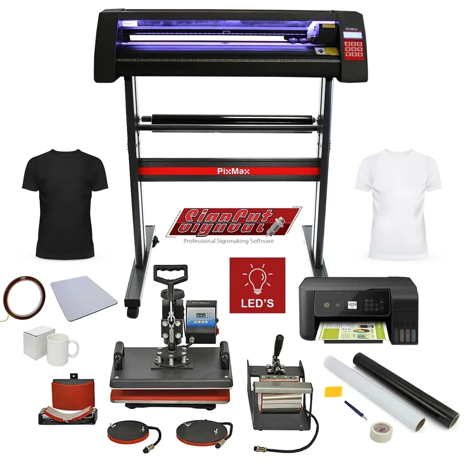 Monster Shop PixMax Da Vinci Bundle 5 in 1 Heat Press, LED Vinyl Cutter, Printer -