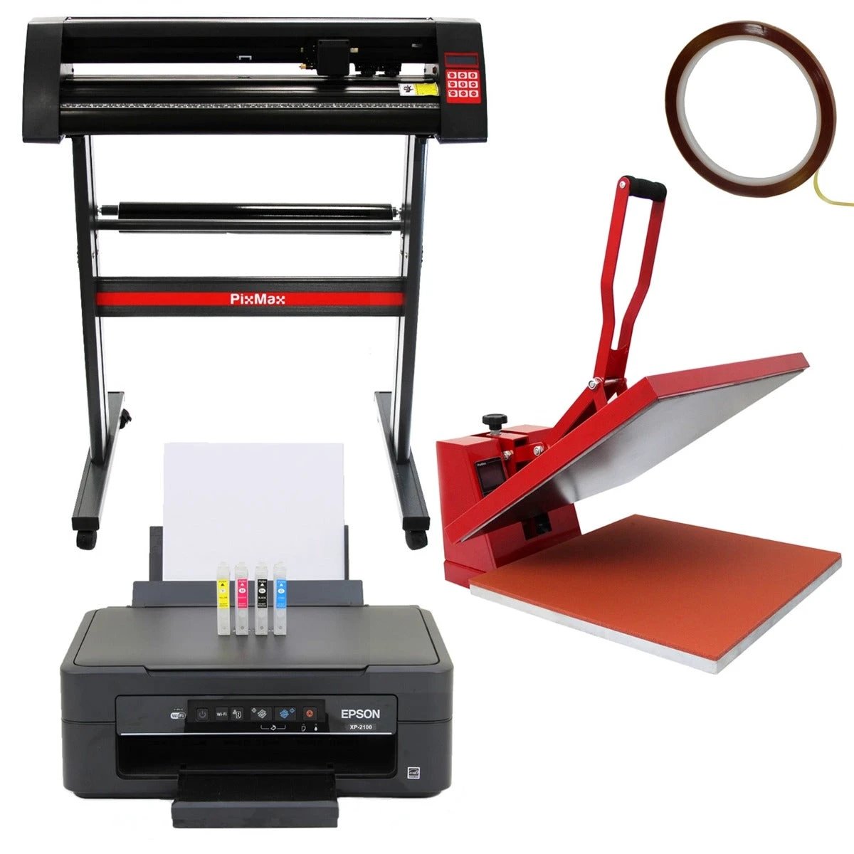 50cm Clam Press, 720mm Vinyl Cutter & Epson Printer by Monster Shop