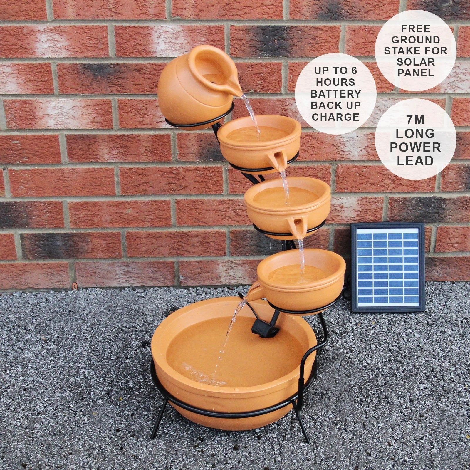 Monster Shop Terracotta 4 Tier Spilling Bowls Water Feature -