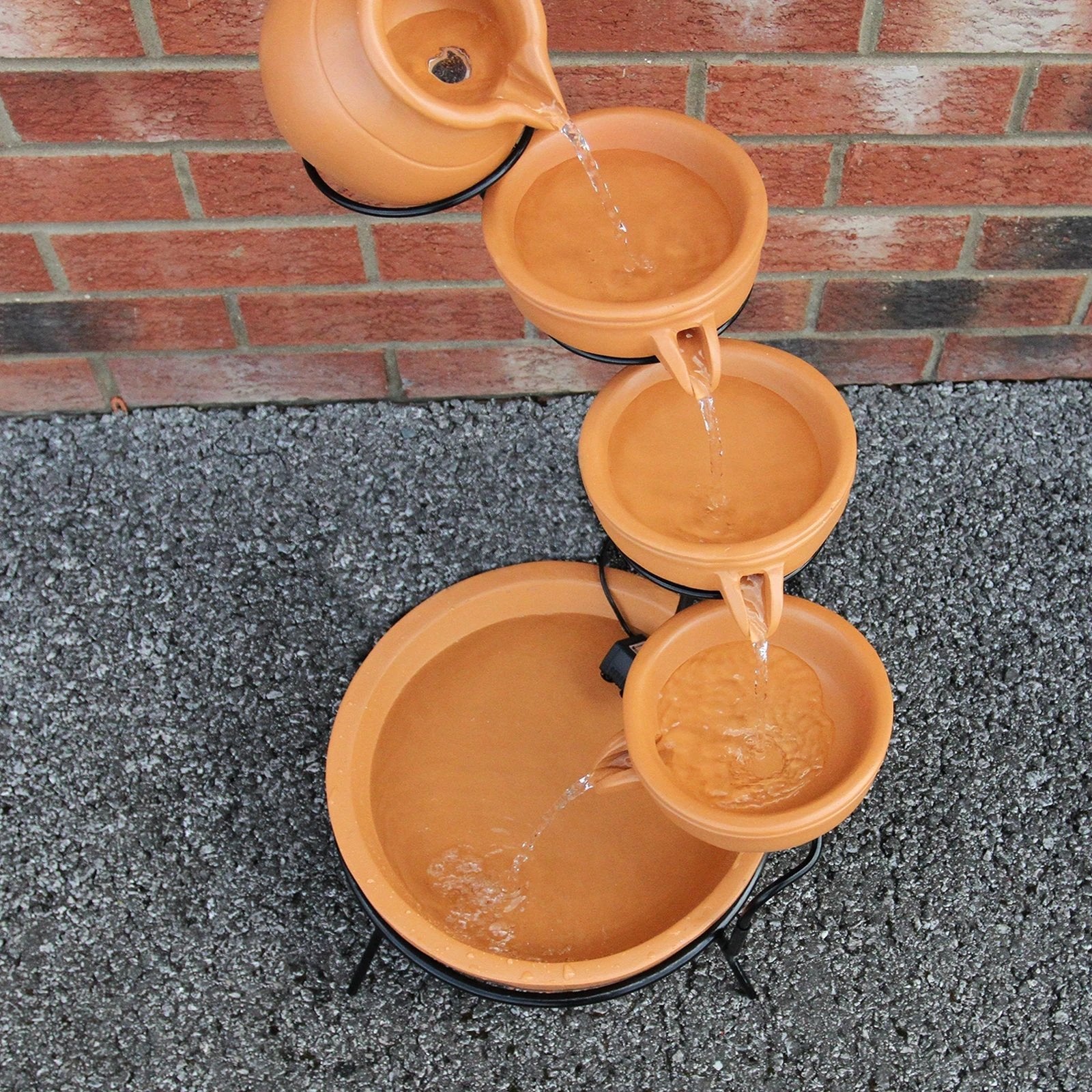 Monster Shop Terracotta 4 Tier Spilling Bowls Water Feature -
