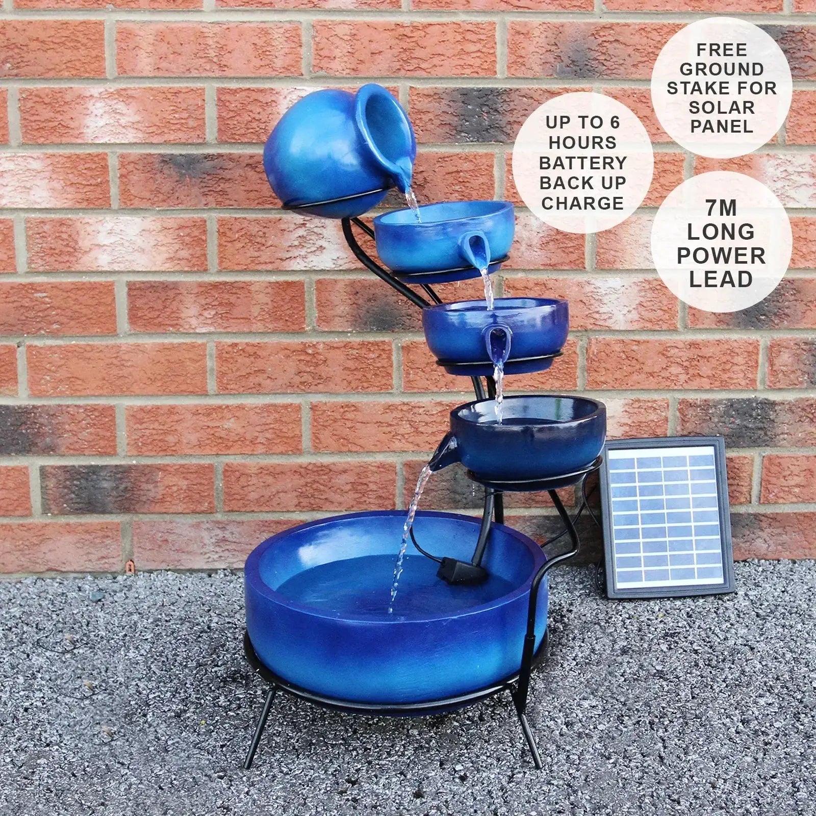 Monster Shop Blue 4 Tier Spilling Bowls Water Feature -