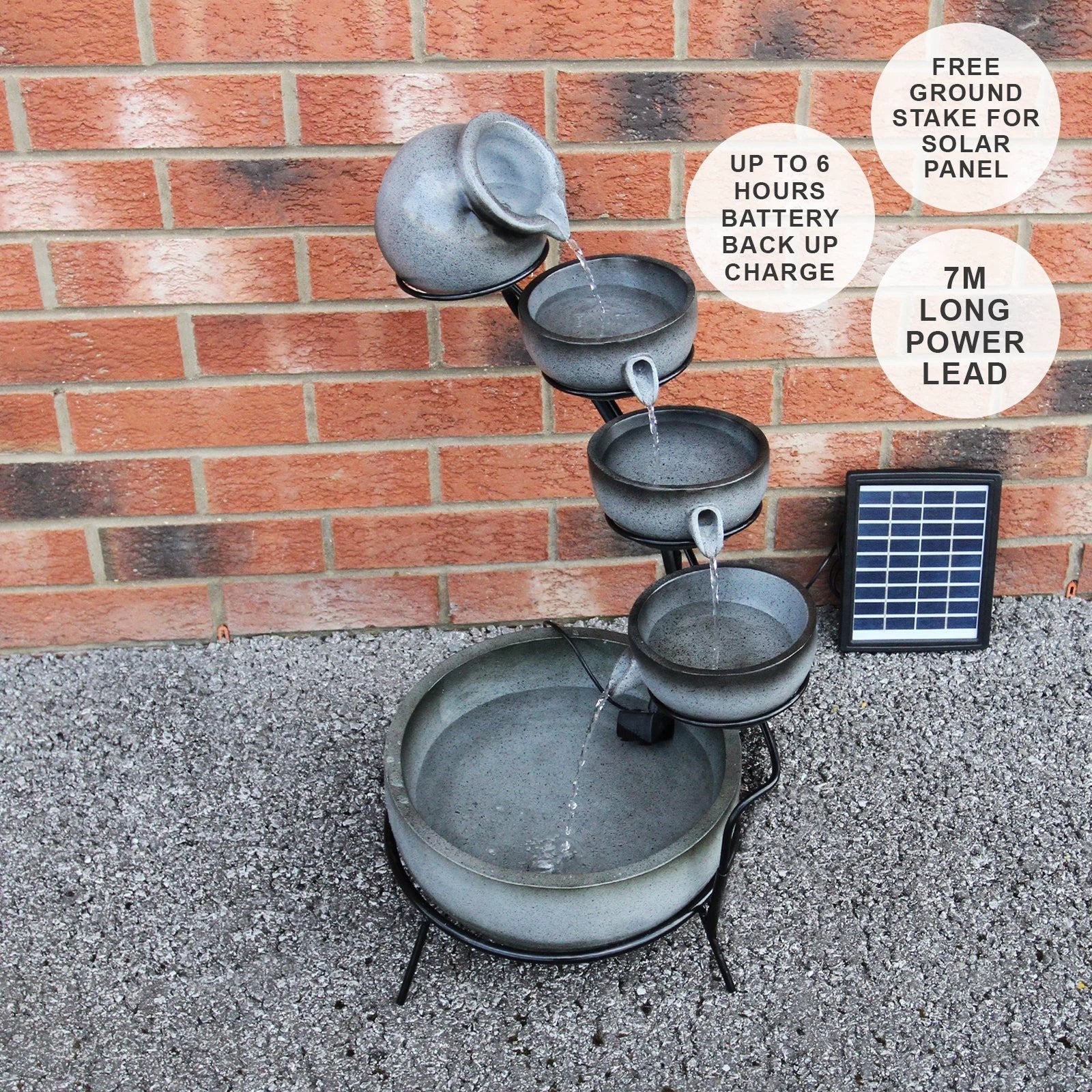 Monster Shop Grey 4 Tier Spilling Bowls Water Feature -